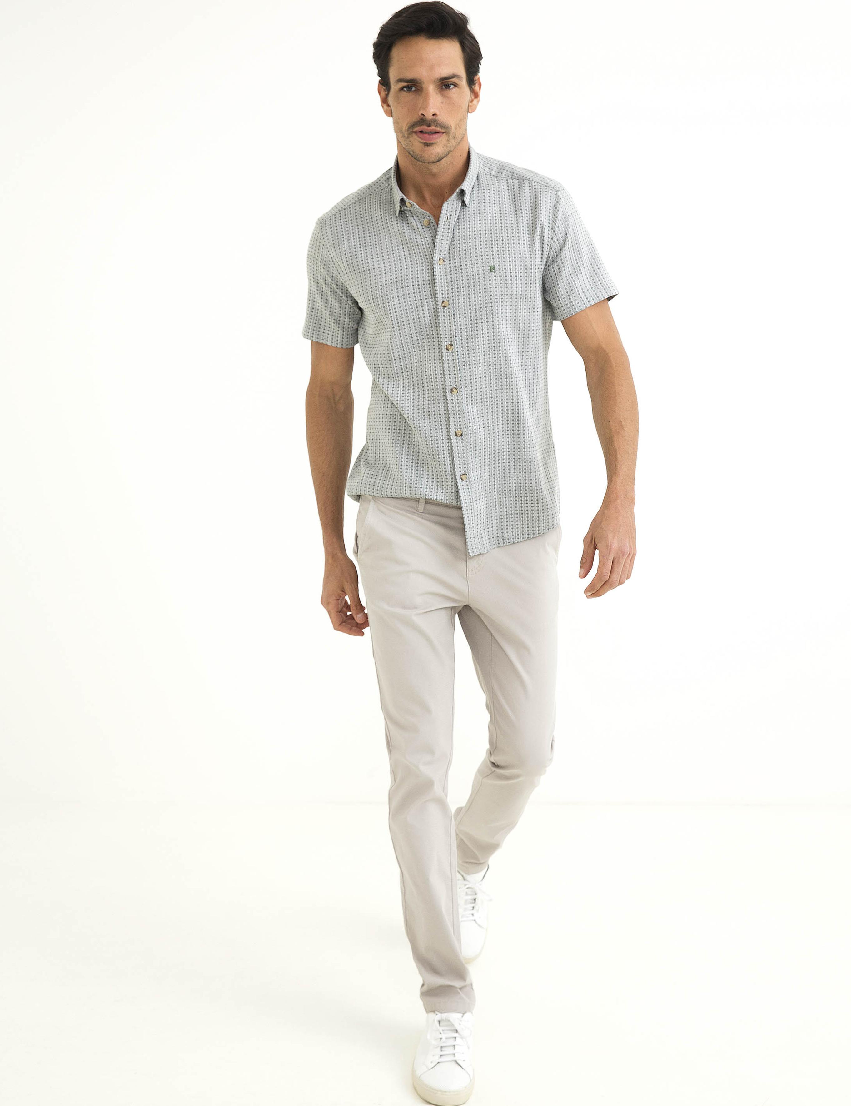 Yeşil Slim Fit Kısa Kol Gömlek