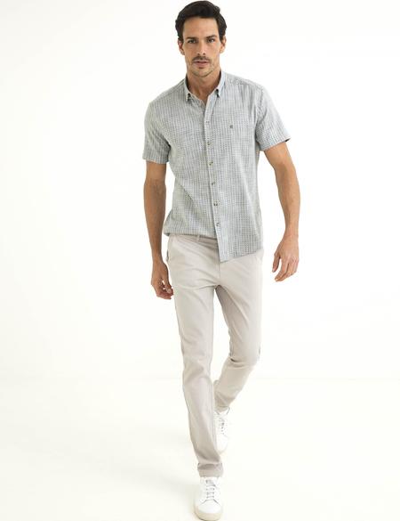 Yeşil Slim Fit Kısa Kol Gömlek - 50188499019