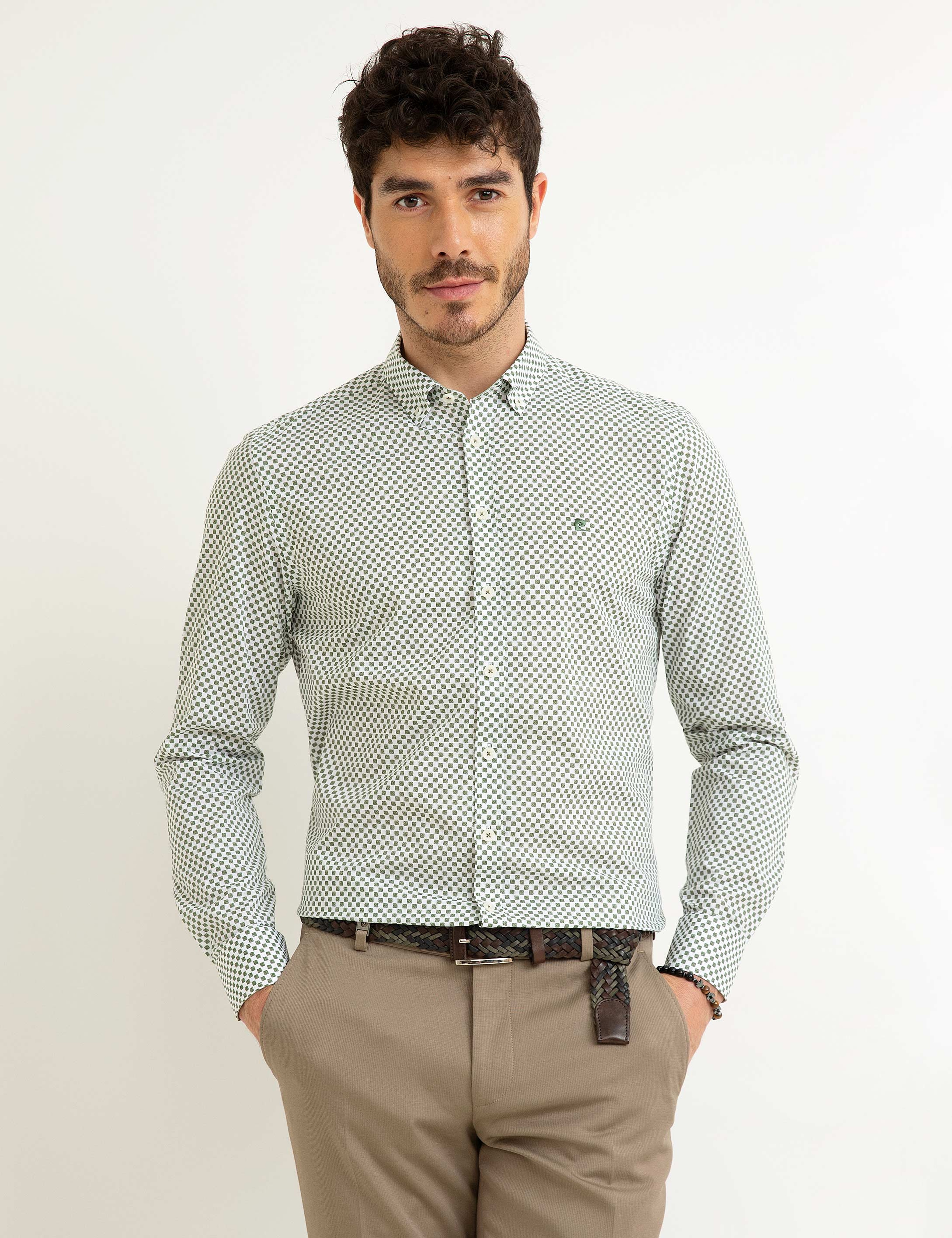 Yeşil Slim Fit Gömlek - Image 2