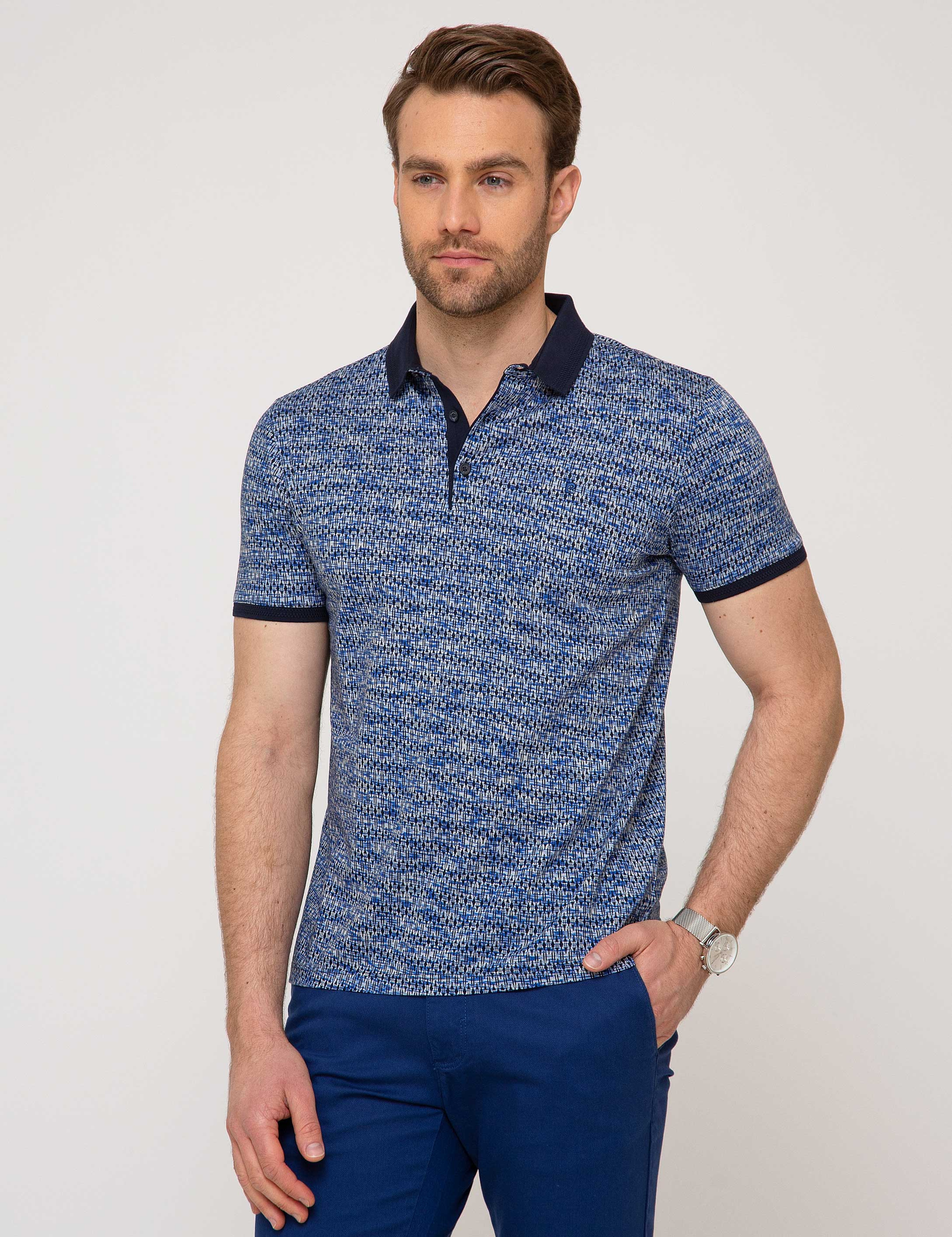 Lacivert Slim Fit Polo Yaka T-Shirt - Image 1