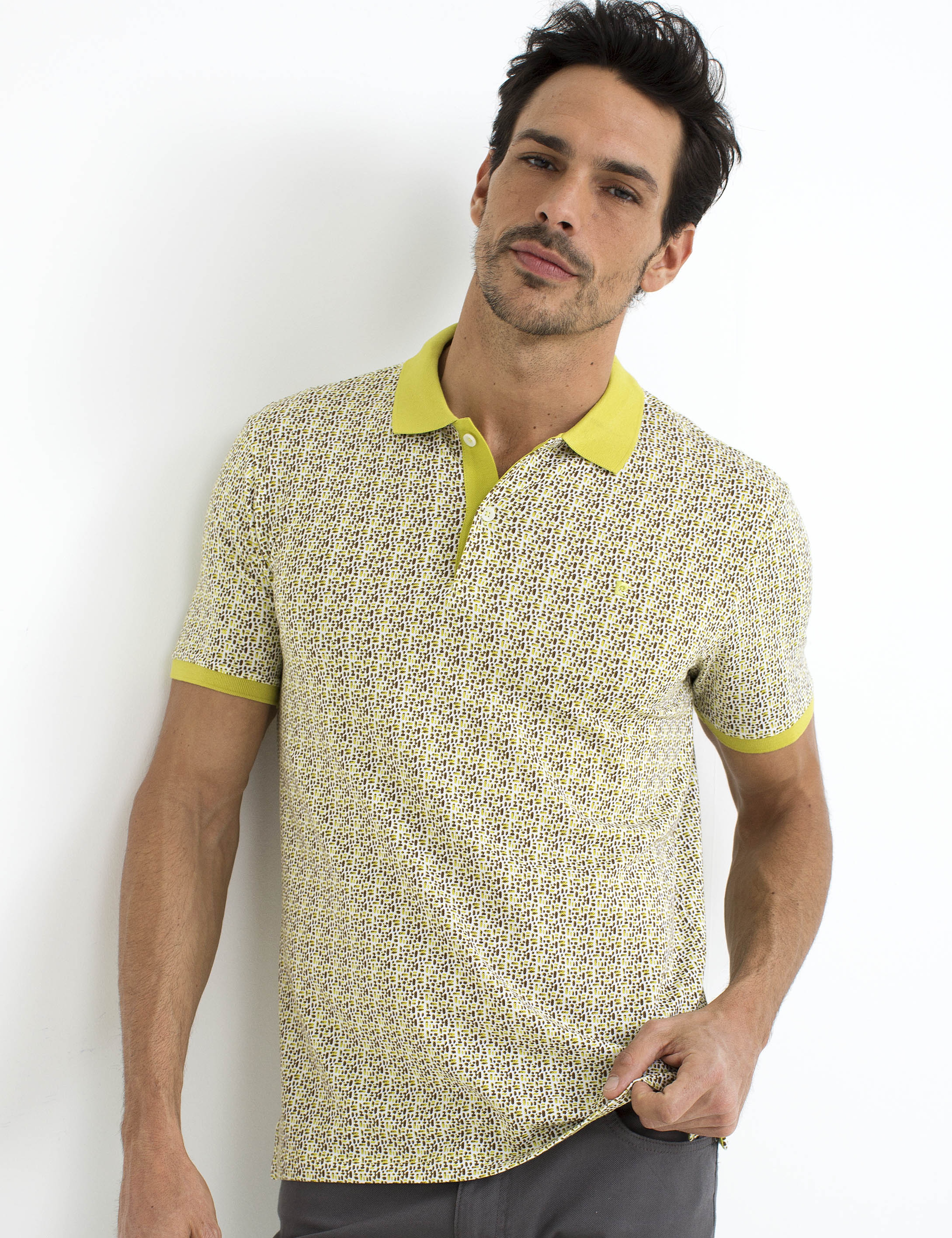 Sarı Slim Fit Polo Yaka T-Shirt - Image 1
