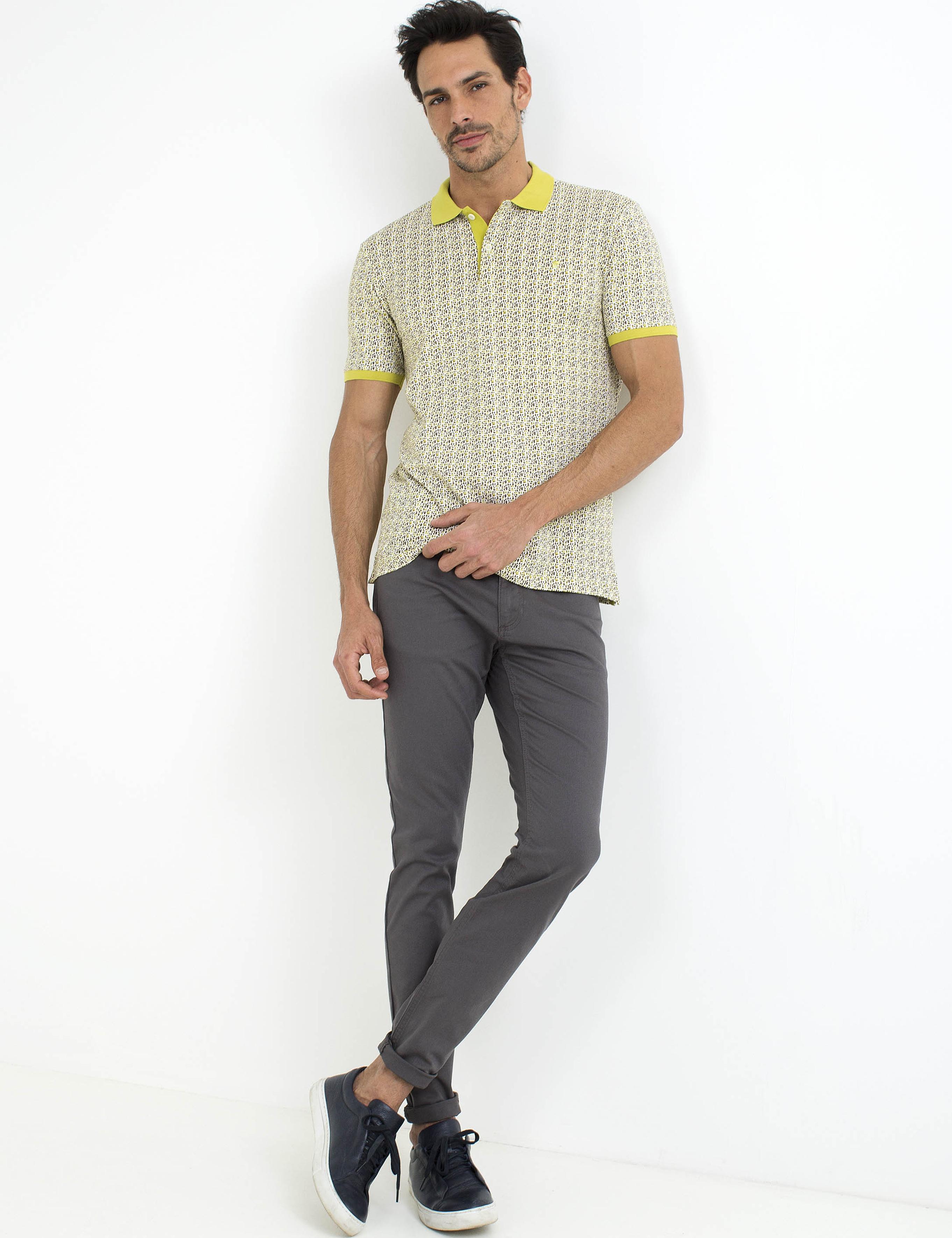 Sarı Slim Fit Polo Yaka T-Shirt