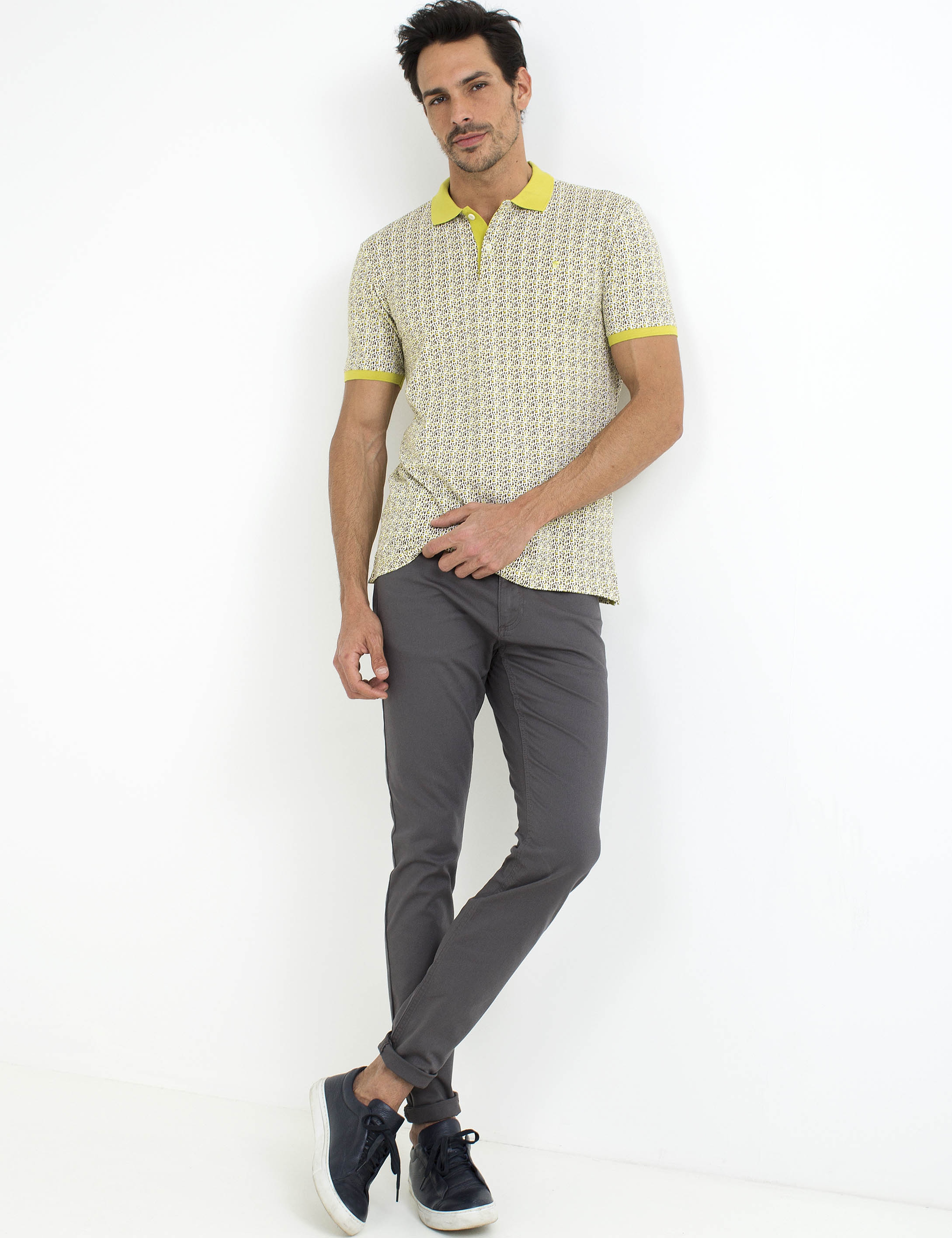 Sarı Slim Fit Polo Yaka T-Shirt - Image 2