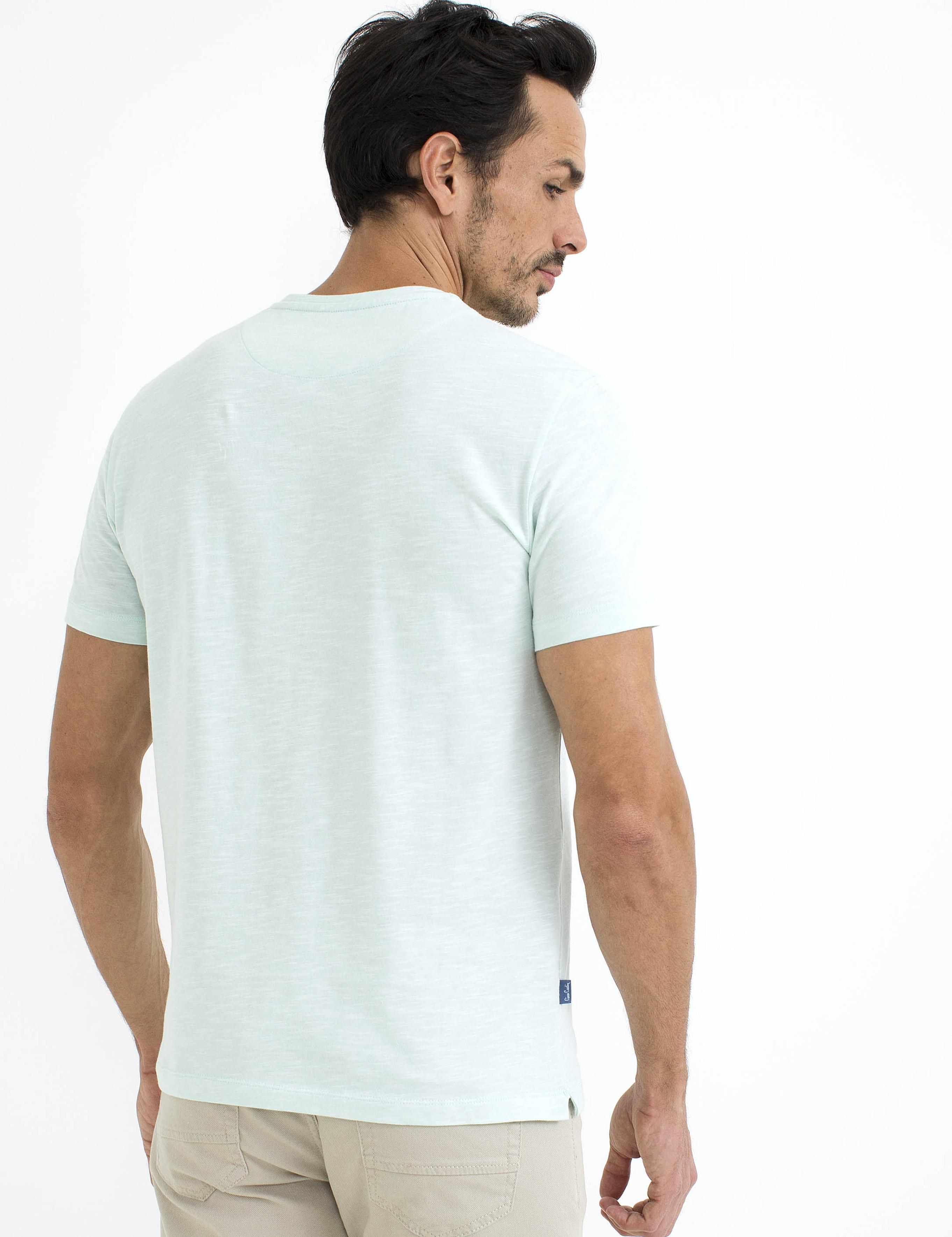 Mint Slim Fit V Yaka Basic T-Shirt