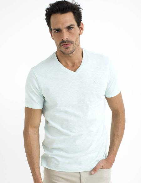 Mint Slim Fit V Yaka Basic T-Shirt - 50188634005
