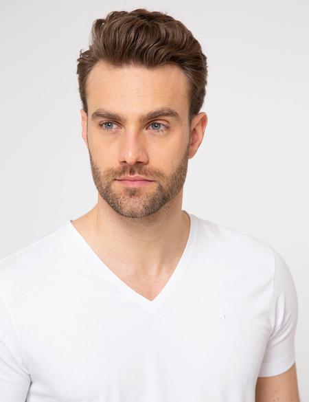 Beyaz Ex. Slim Fit Basic Tişört - 50188636004