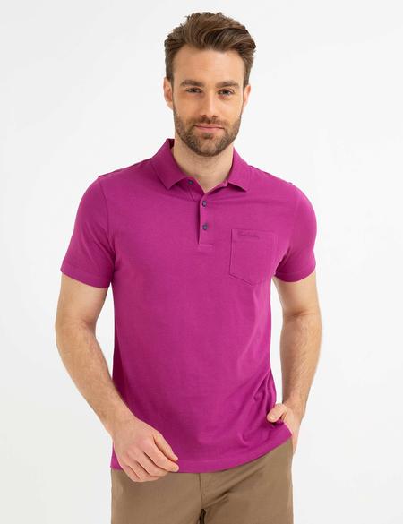 Fuşya Regular Fit Polo Yaka Basic Tişört - 50188639041