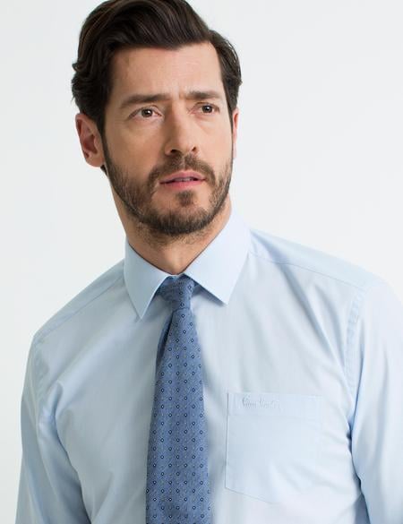 Açık Mavi Regular Fit Uzun Kollu Basic Gömlek - 50189515007