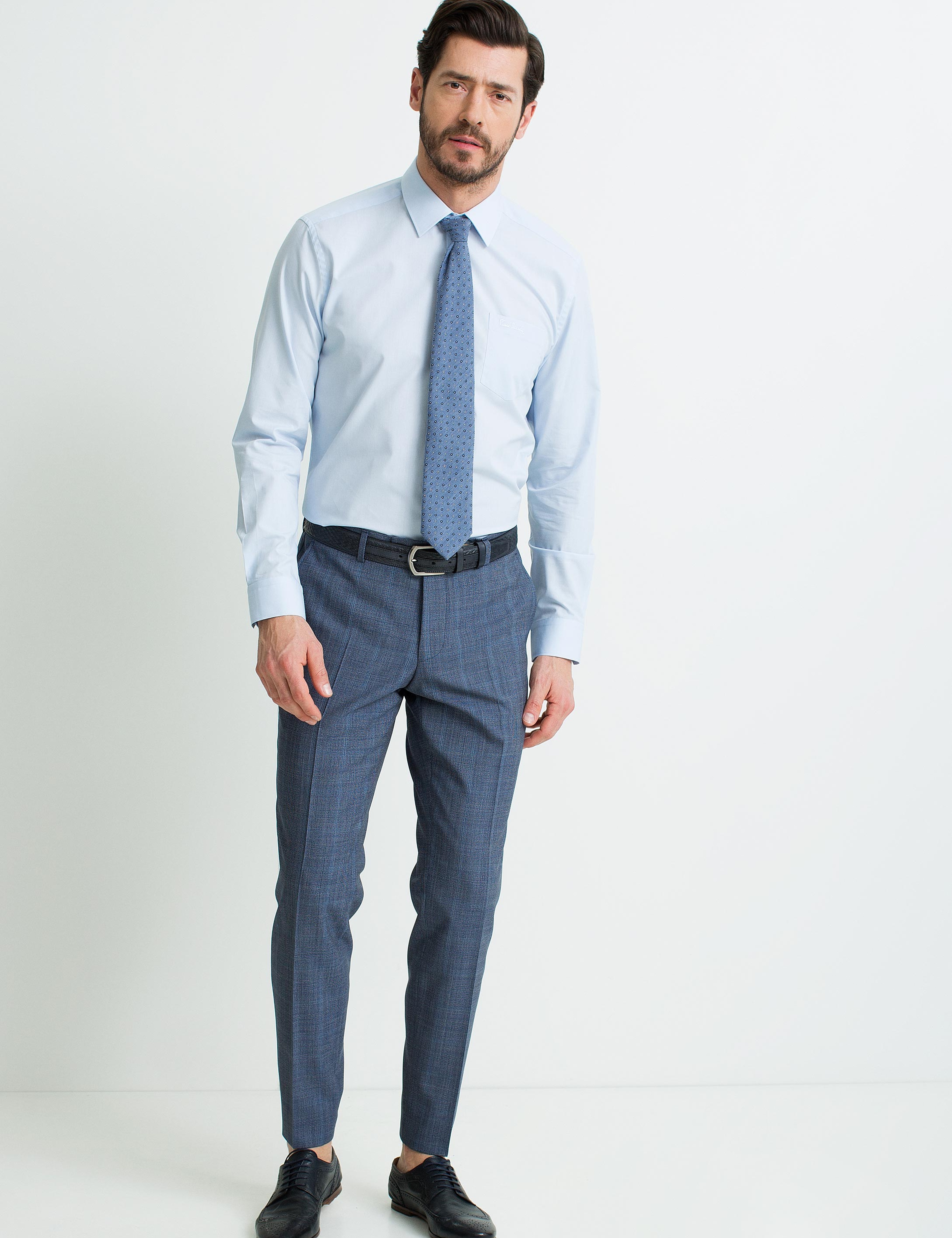 Açık Mavi Regular Fit Uzun Kollu Basic Gömlek - Image 2