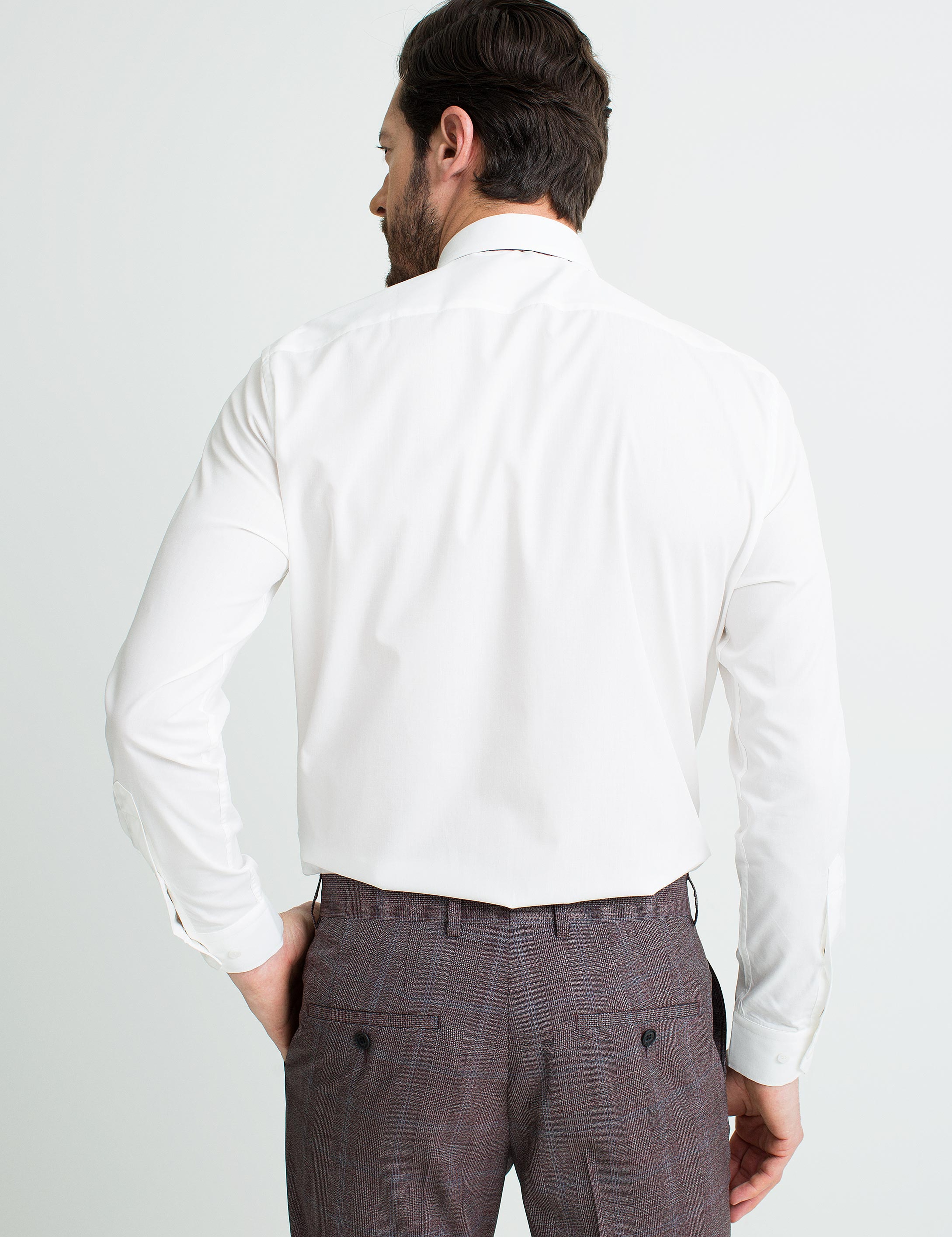 Ekru Regular Fit Basic Gömlek - Image 3