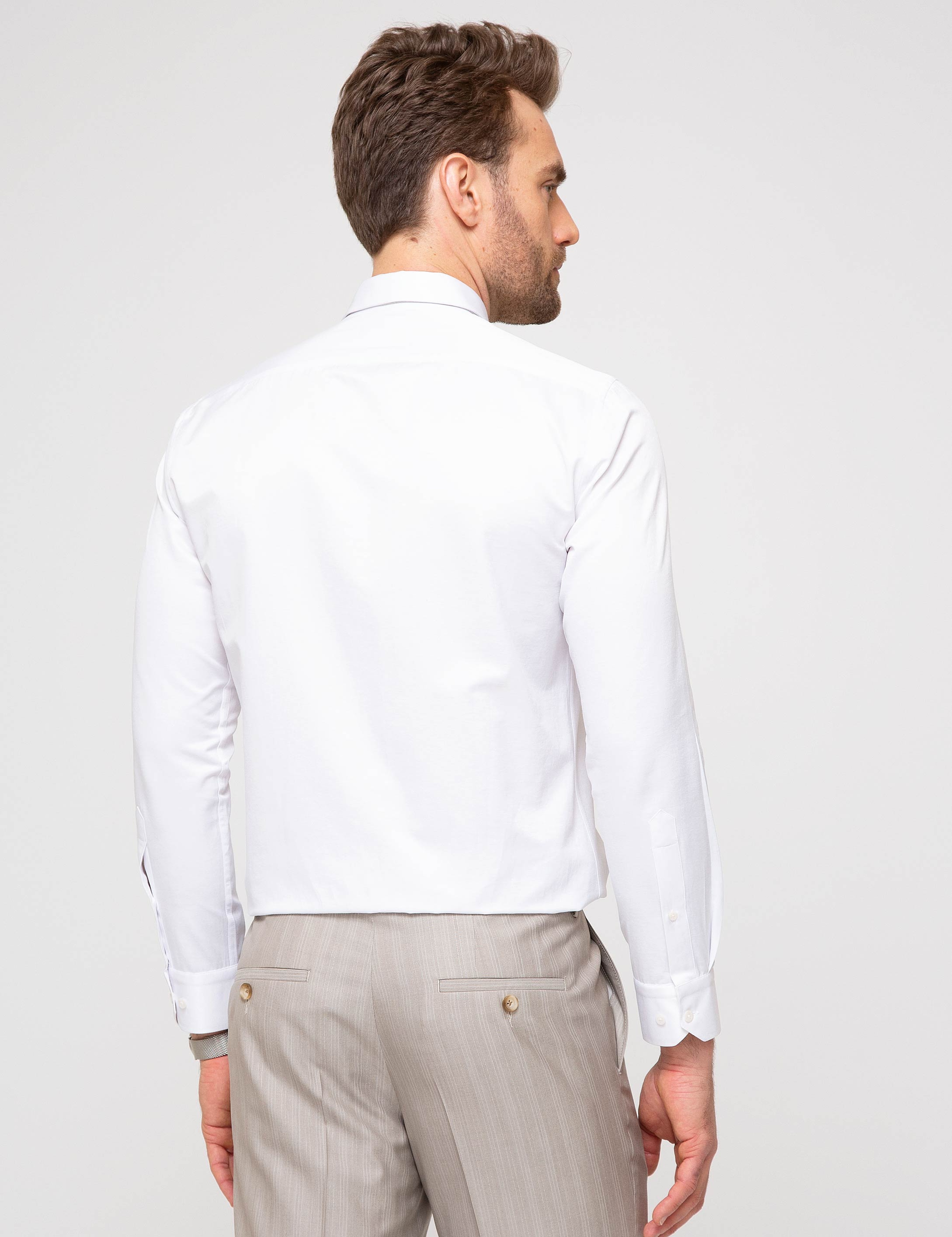 Beyaz Regular Fit Basic Gömlek - Image 3