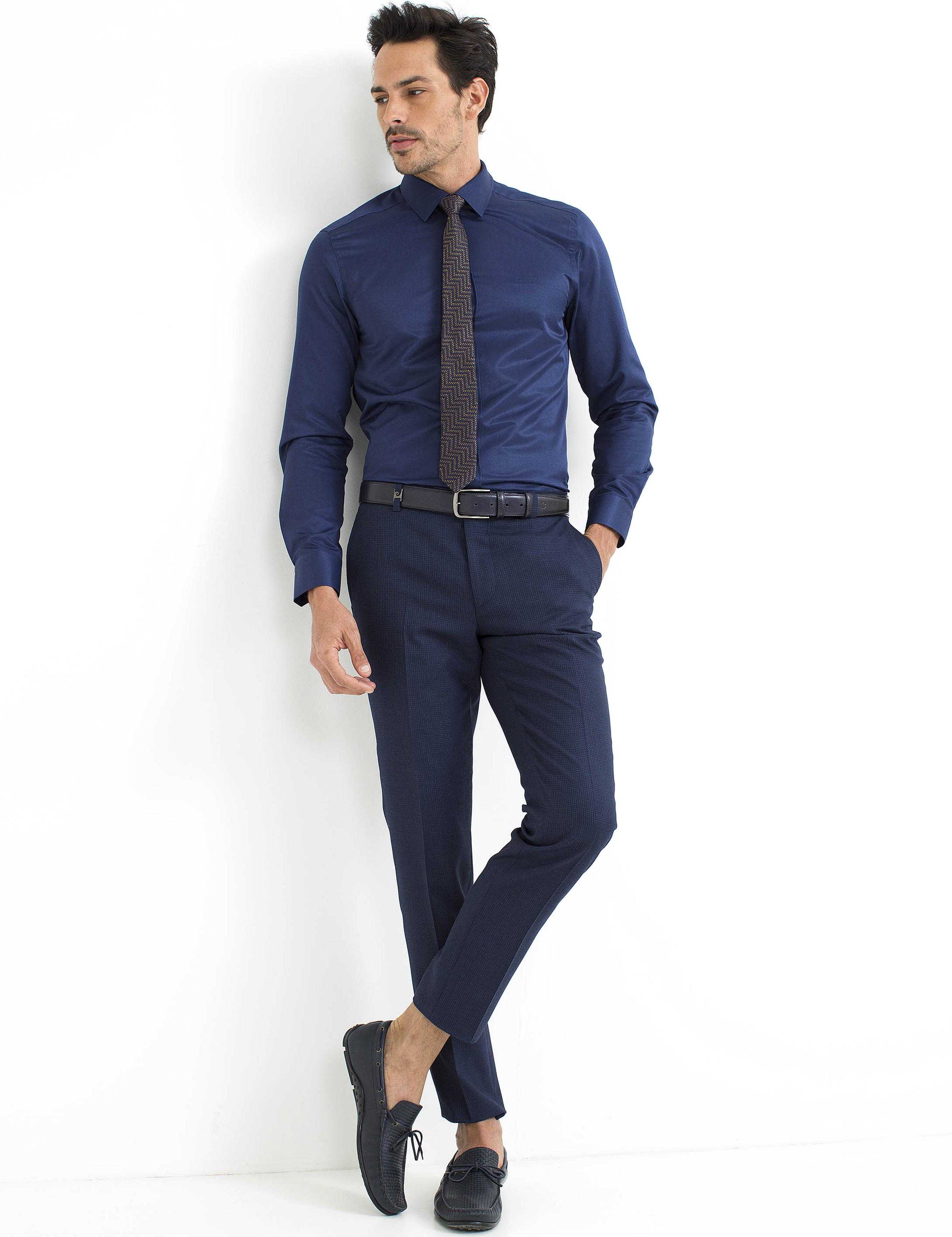 Lacivert Slim Fit Basic Gömlek