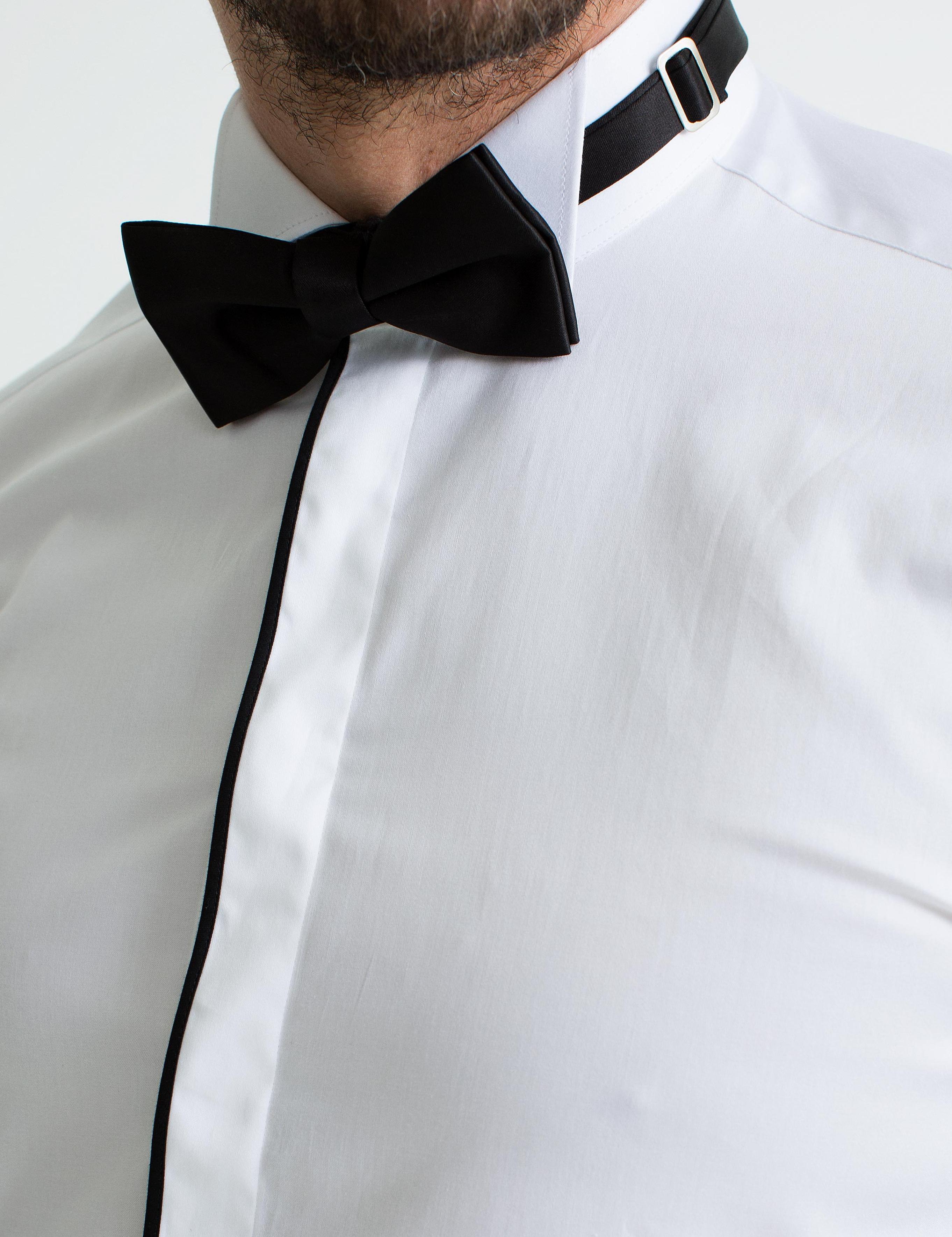 Beyaz Slim Fit Smokin Gömlek