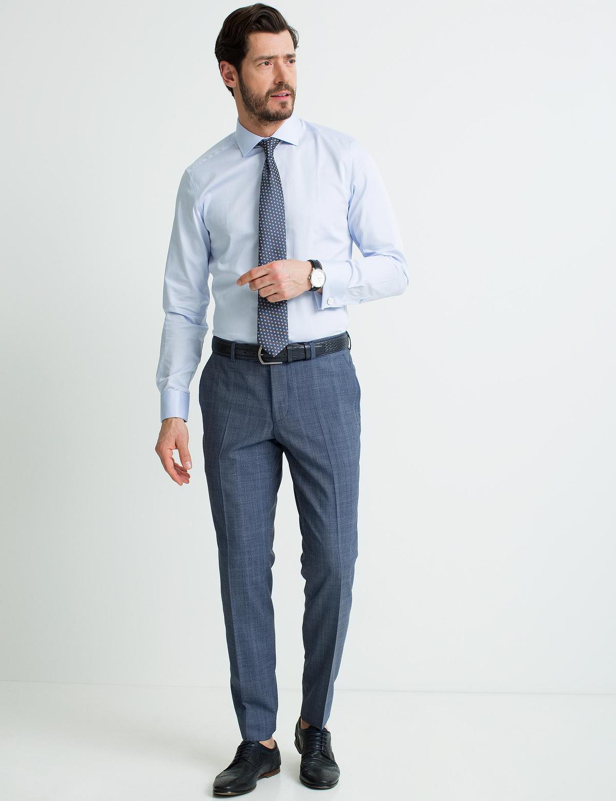 Açık Mavi Slim Fit Basic Gömlek - 50189521019