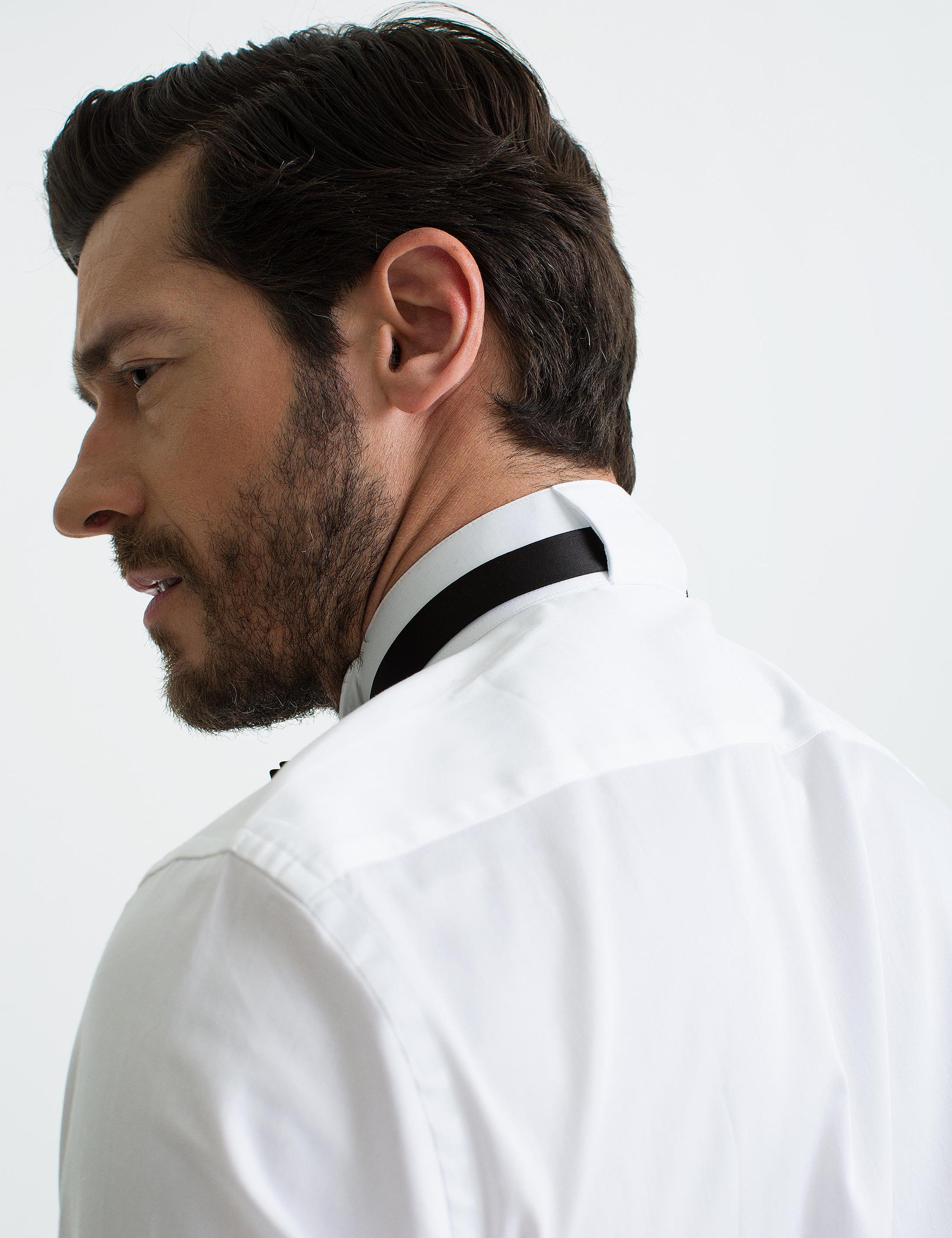 Beyaz Slim Fit Smokin Gömlek