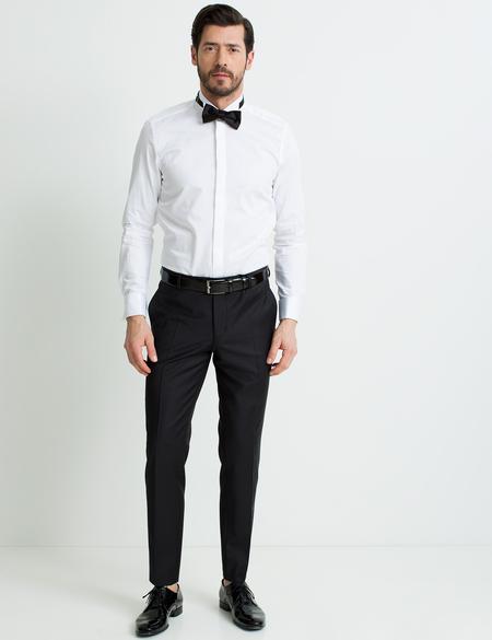 Beyaz Slim Fit Smokin Gömlek - 50189522006