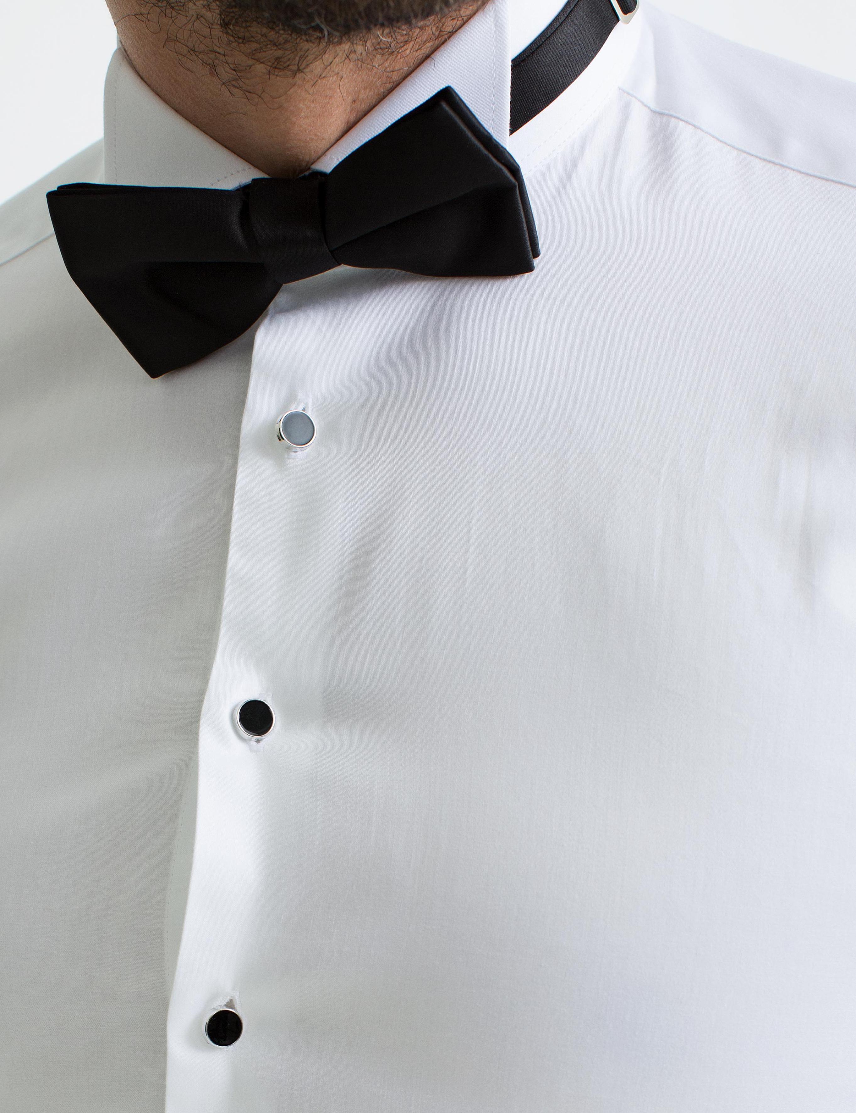 Beyaz Slim Fit Smokin Gömlek