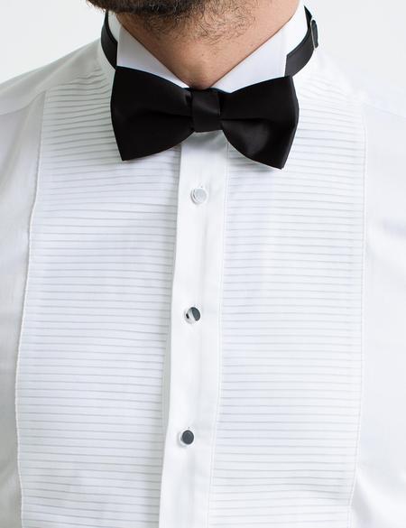 Beyaz Slim Fit Smokin Gömlek - 50189527007