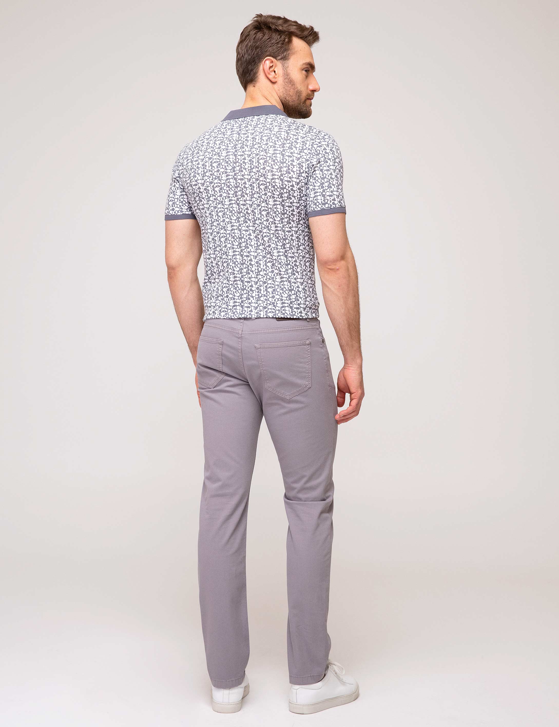 Gri Slim Fit Chino Pantolon - Image 3