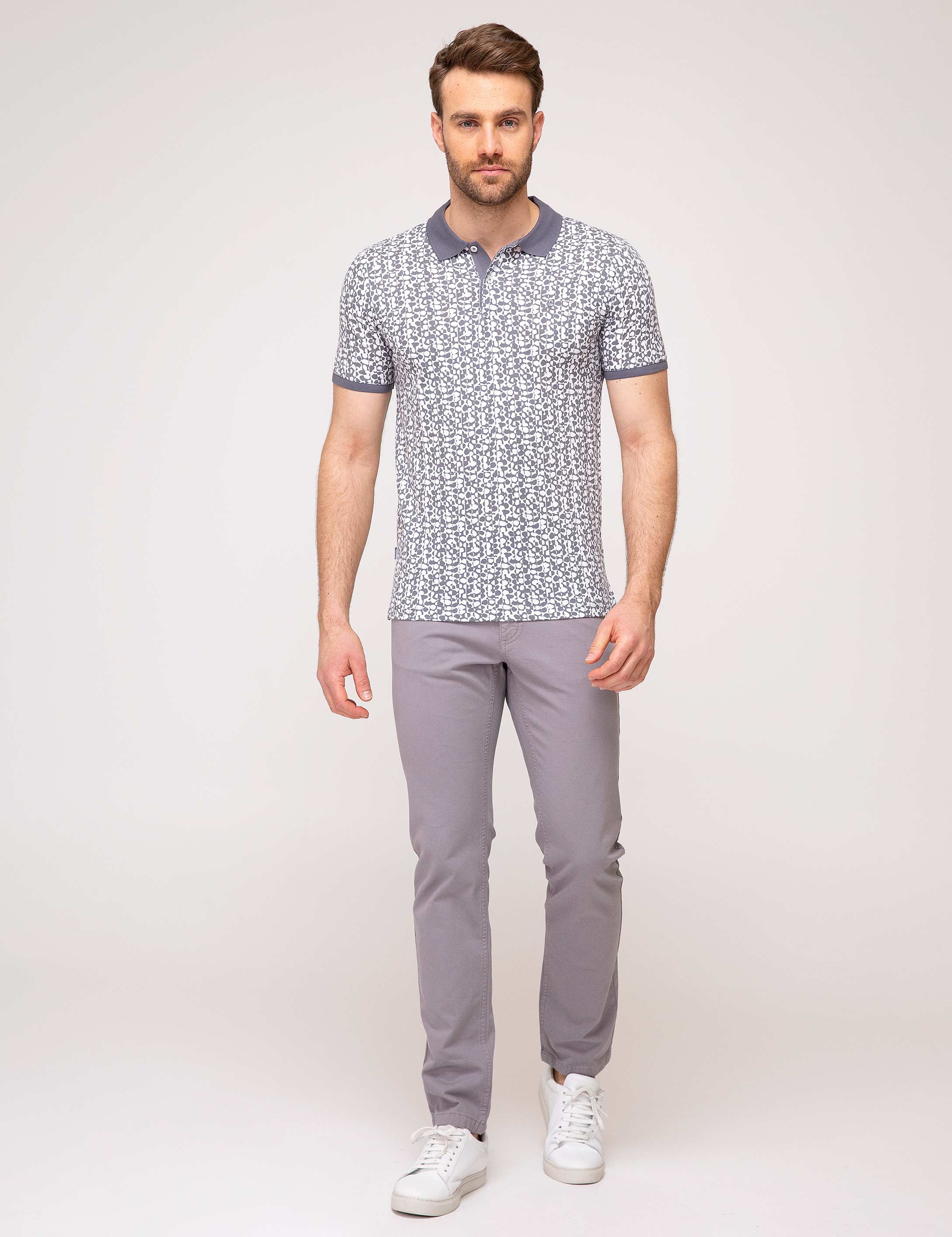 Gri Slim Fit Chino Pantolon - Image 1