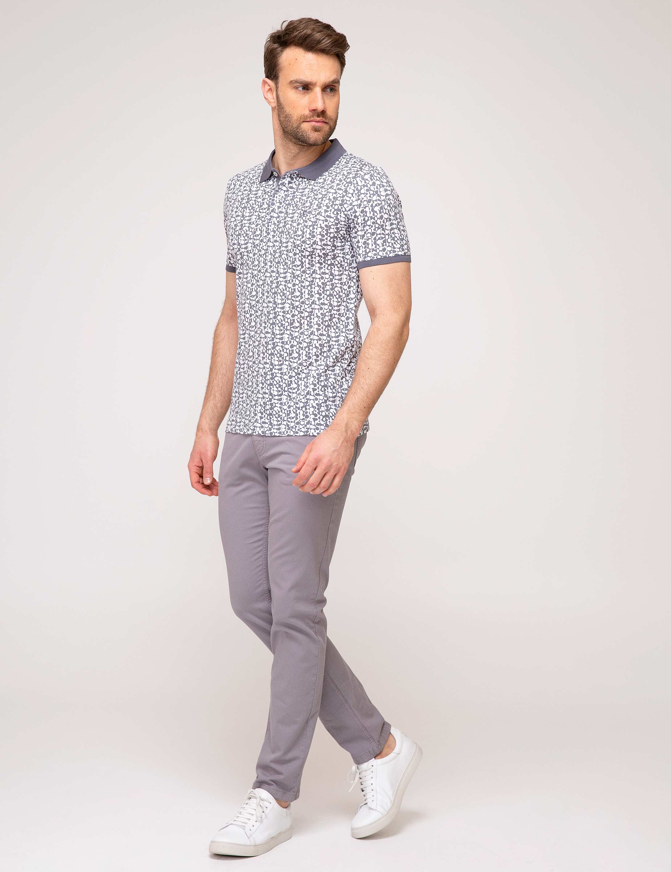 Gri Slim Fit Chino Pantolon