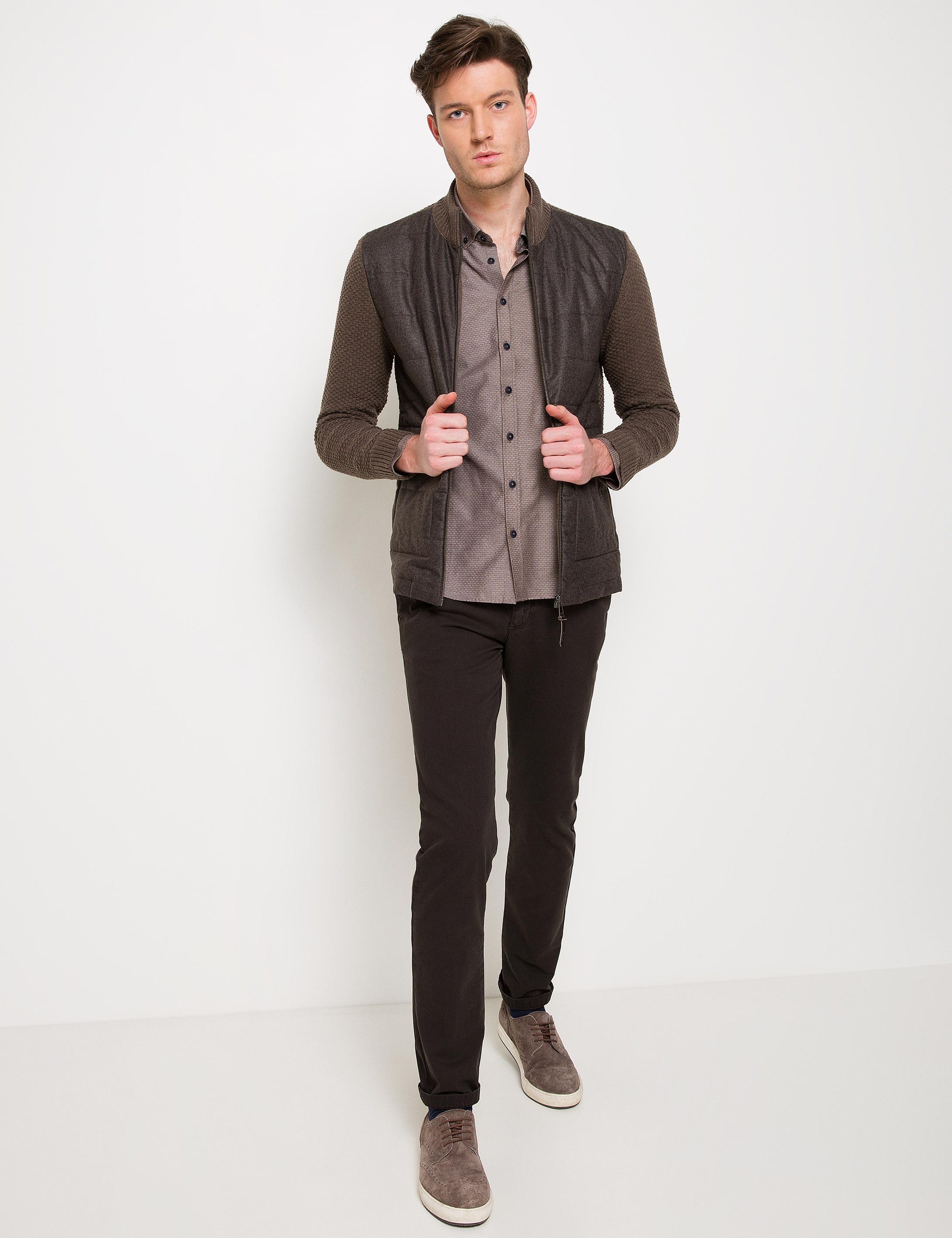 Kahverengi Slim Fit Chino Pantolon - Image 1