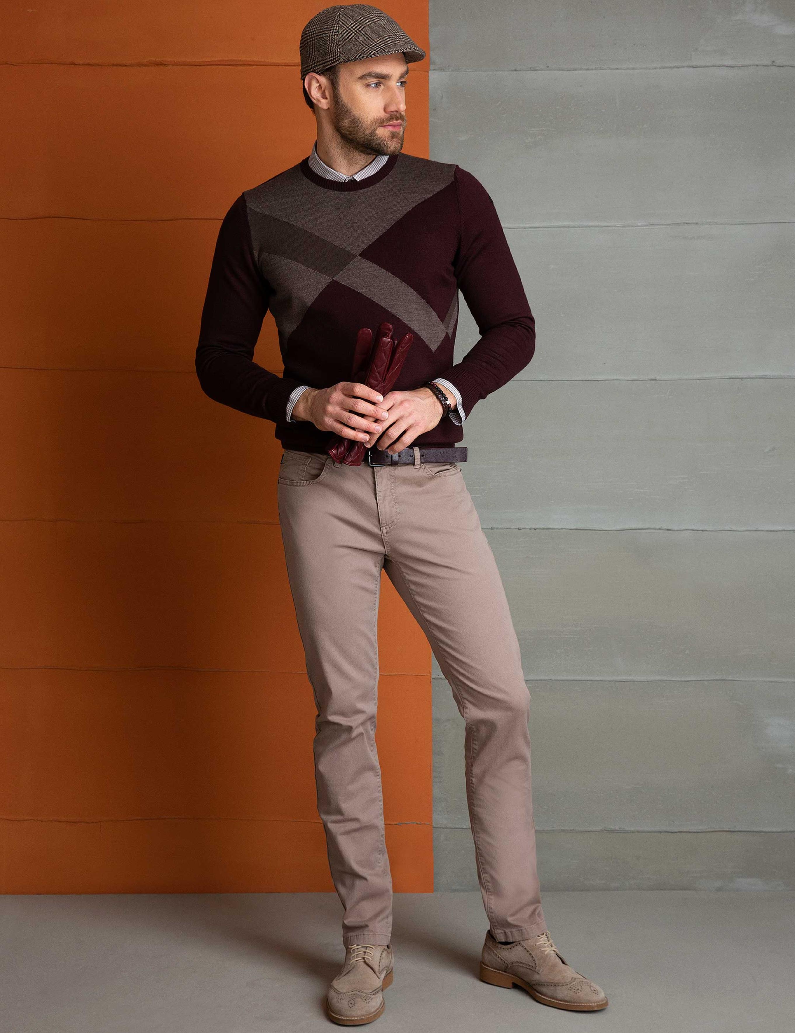Bordo Slim Fit Yün Karışımlı Triko Kazak