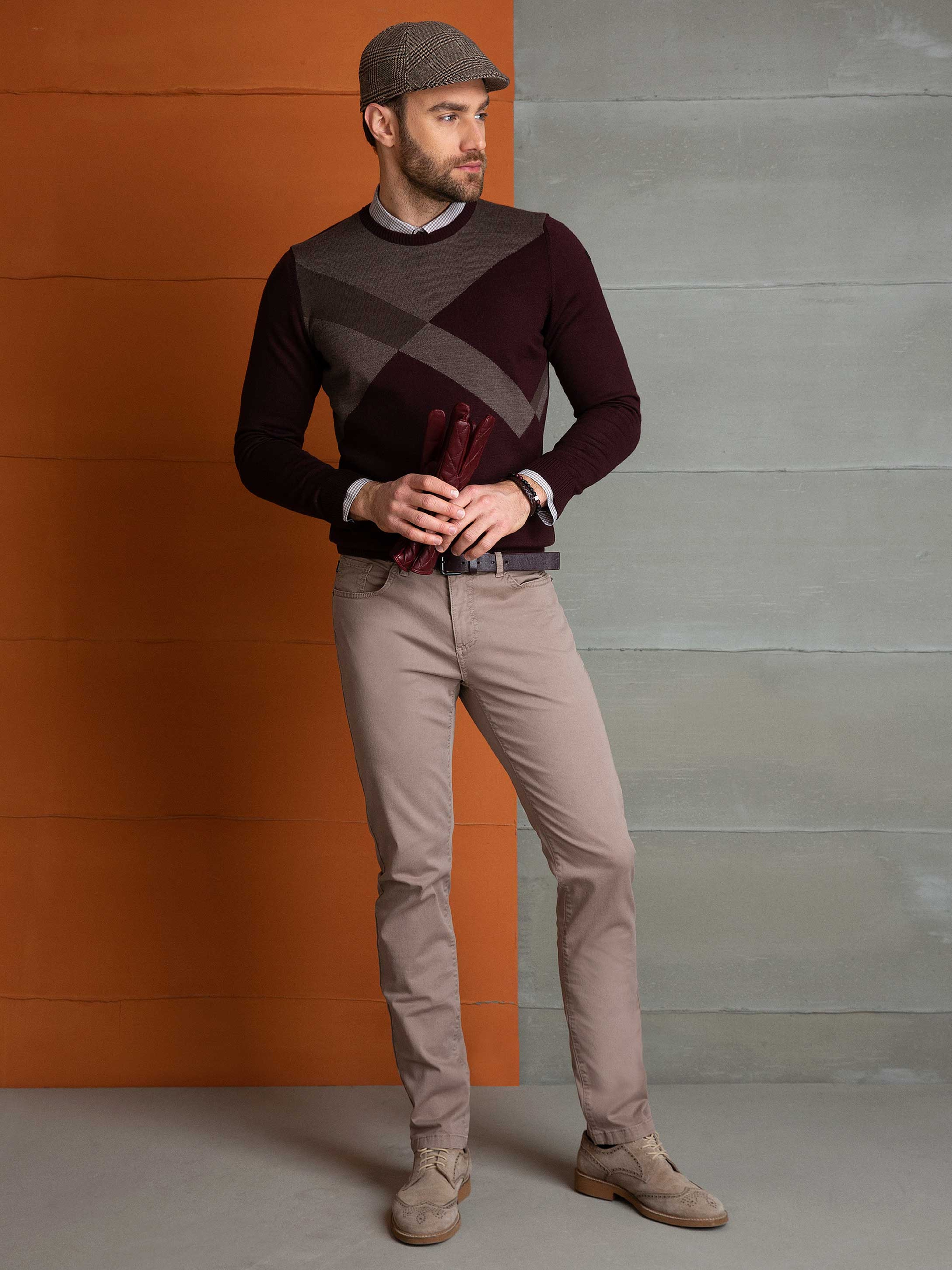 Bordo Slim Fit Yün Karışımlı Triko Kazak - Image 4