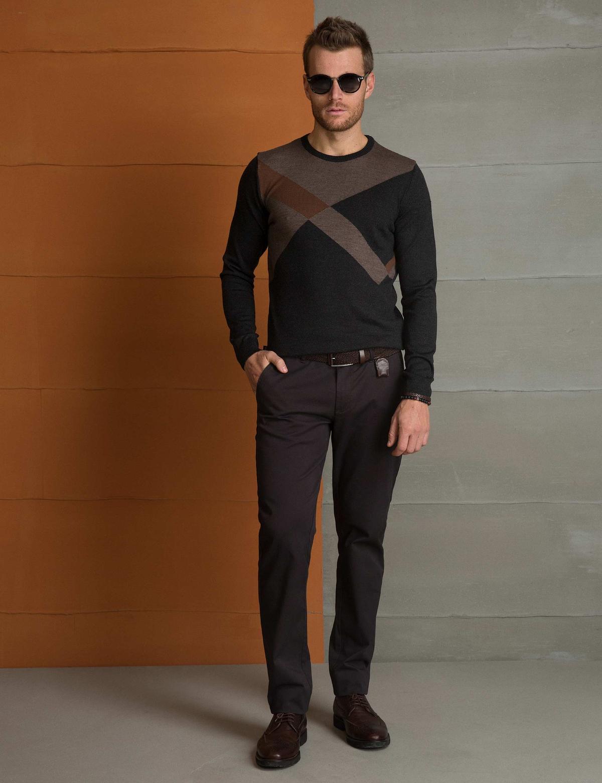 Antrasit Melanj Slim Fit Kazak