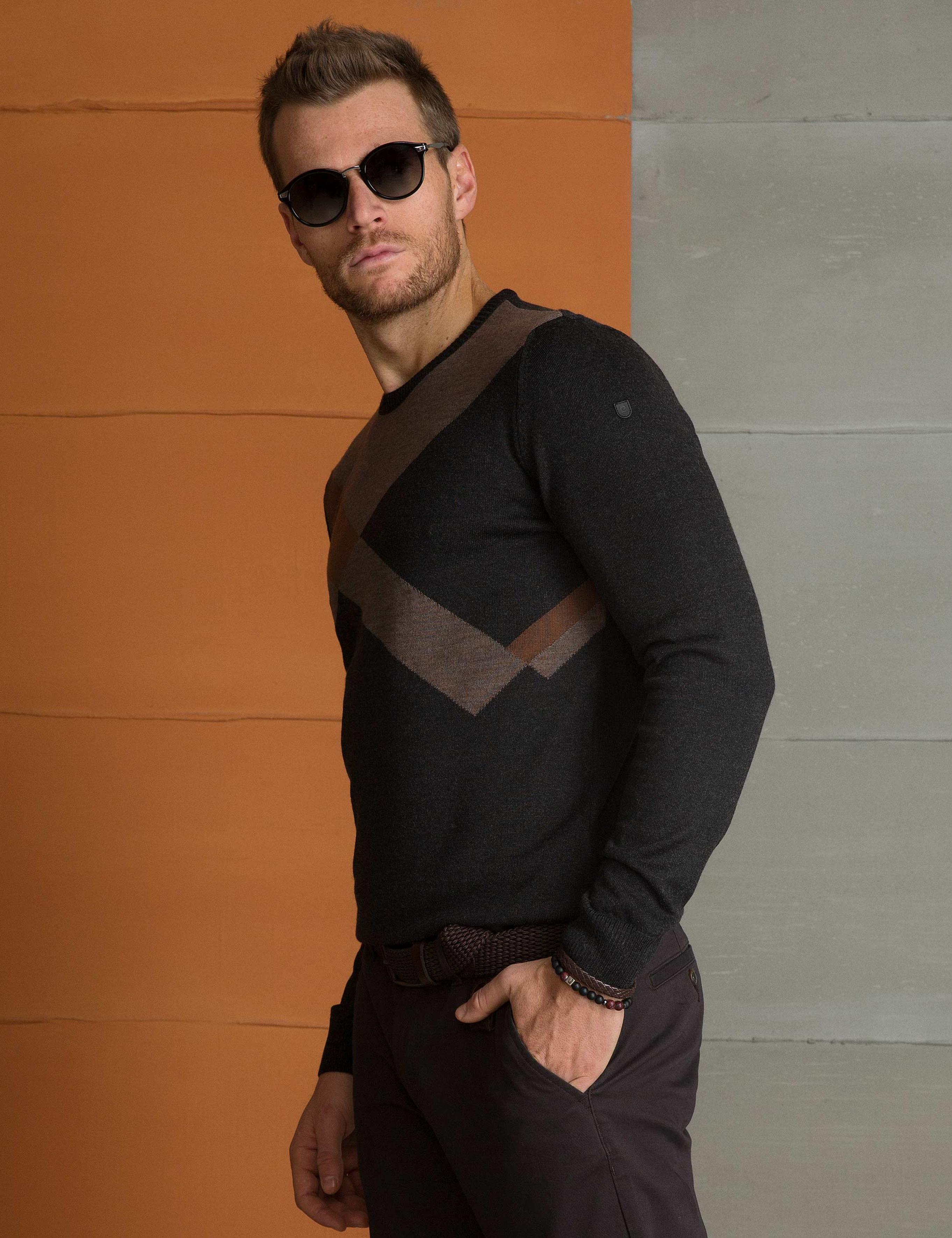 Antrasit Melanj Slim Fit Kazak