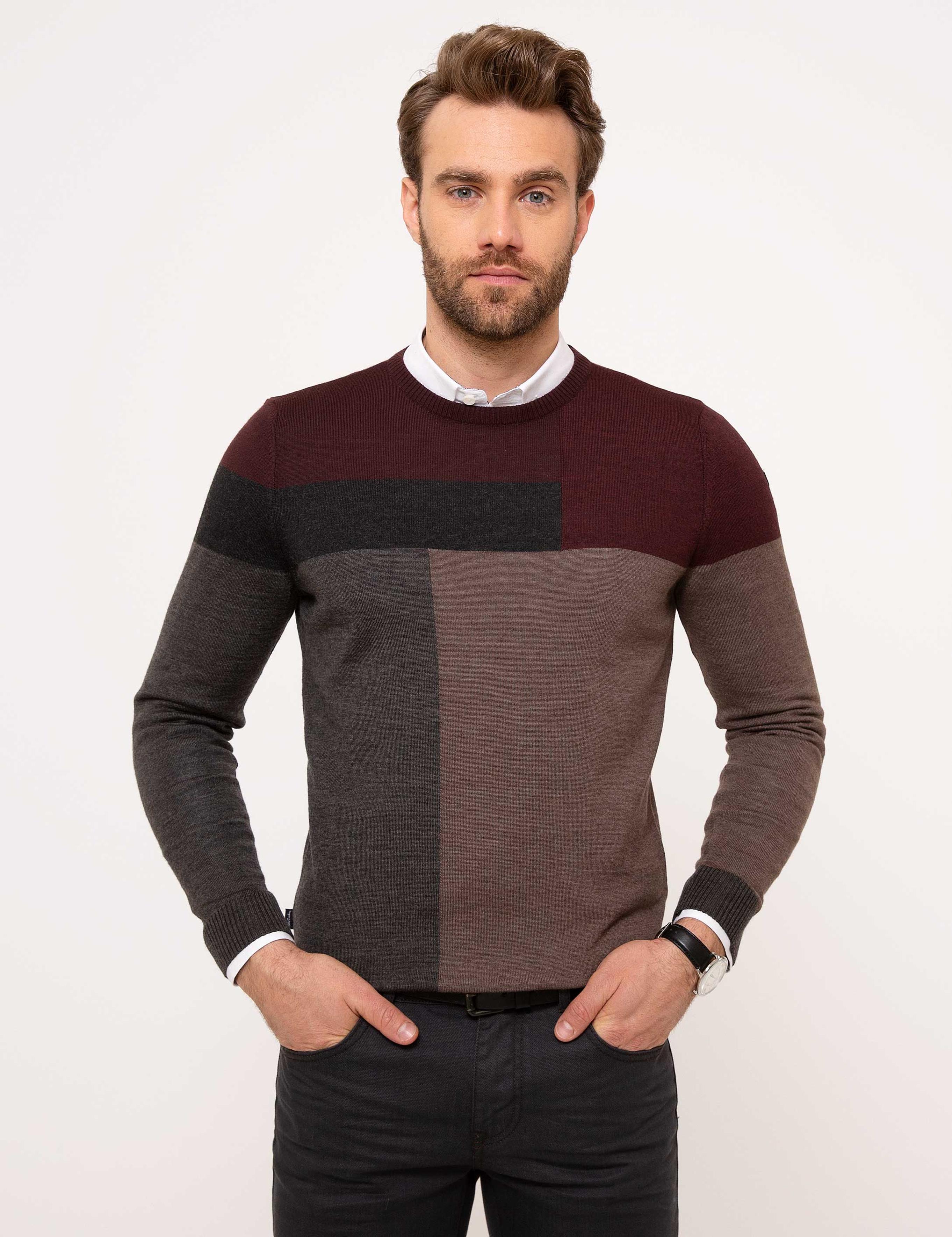 Bordo Slim Fit Kazak