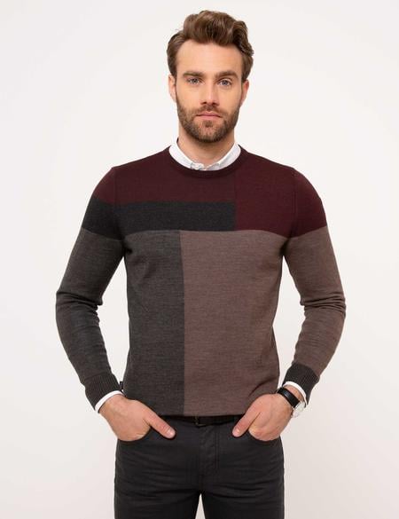 Bordo Slim Fit Kazak - 50193350033