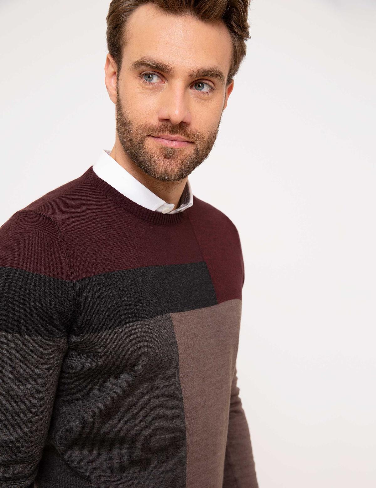 Bordo Slim Fit Kazak - 50193350033