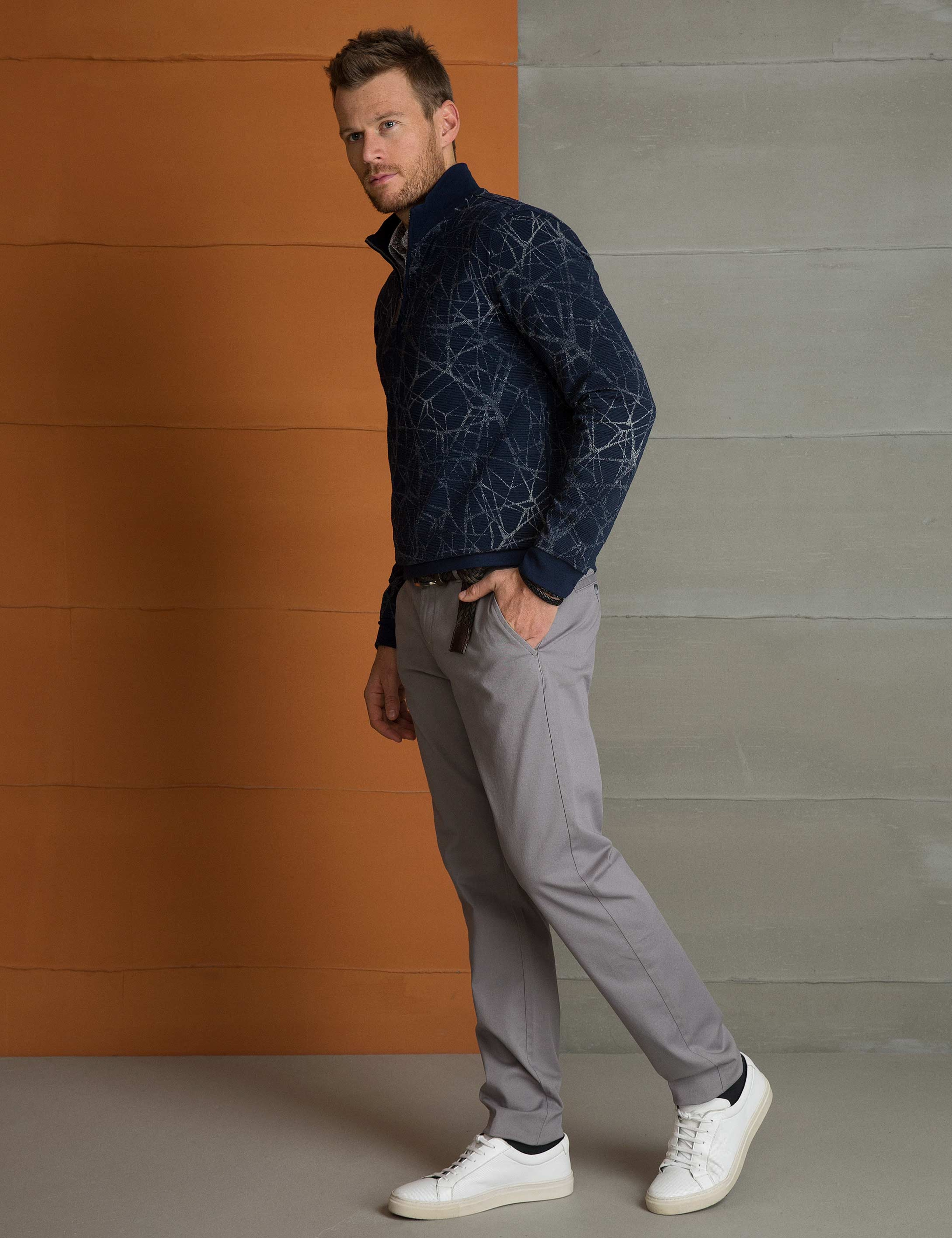 Gri Slim Fit Chino Pantolon - Image 1