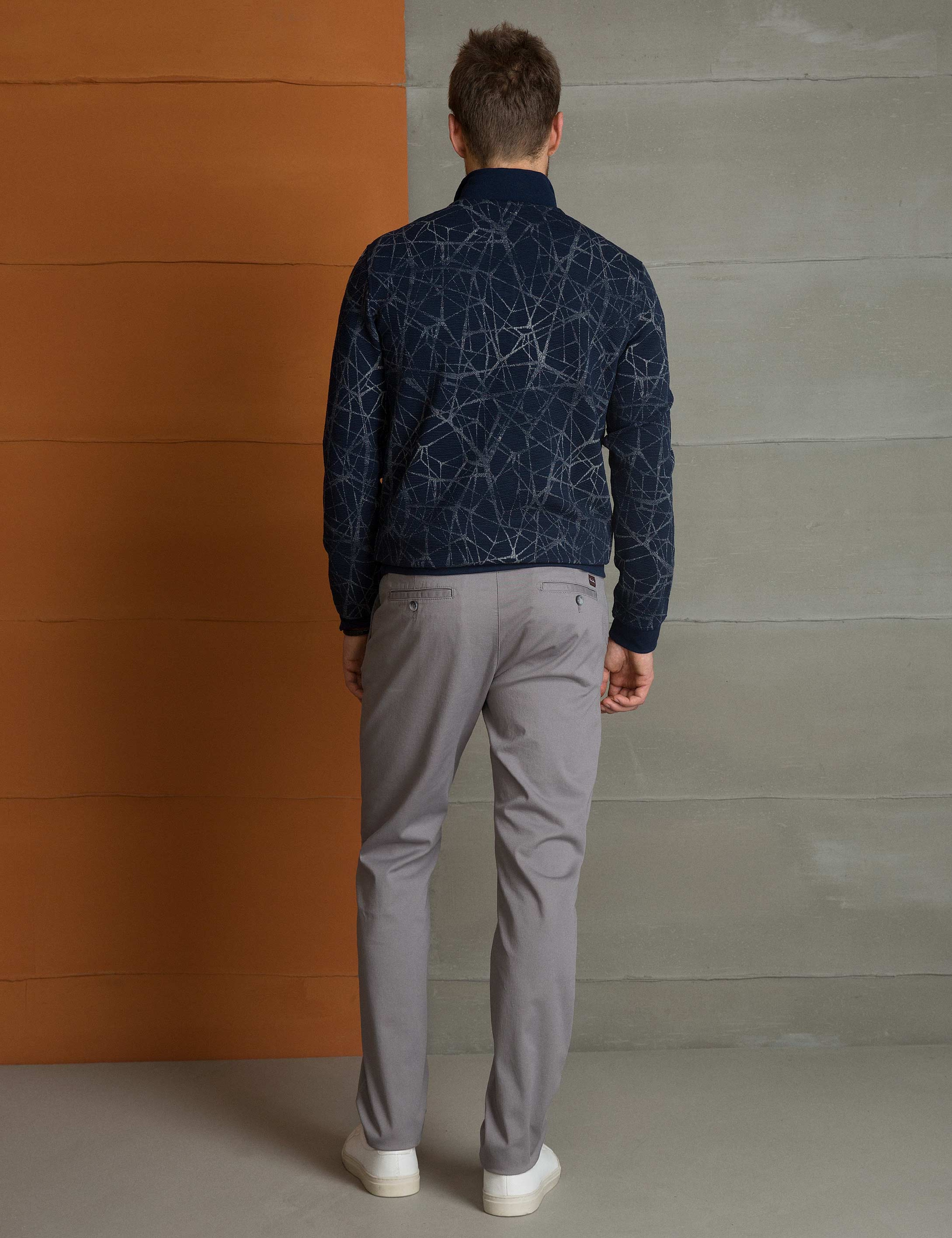 Gri Slim Fit Chino Pantolon - Image 3