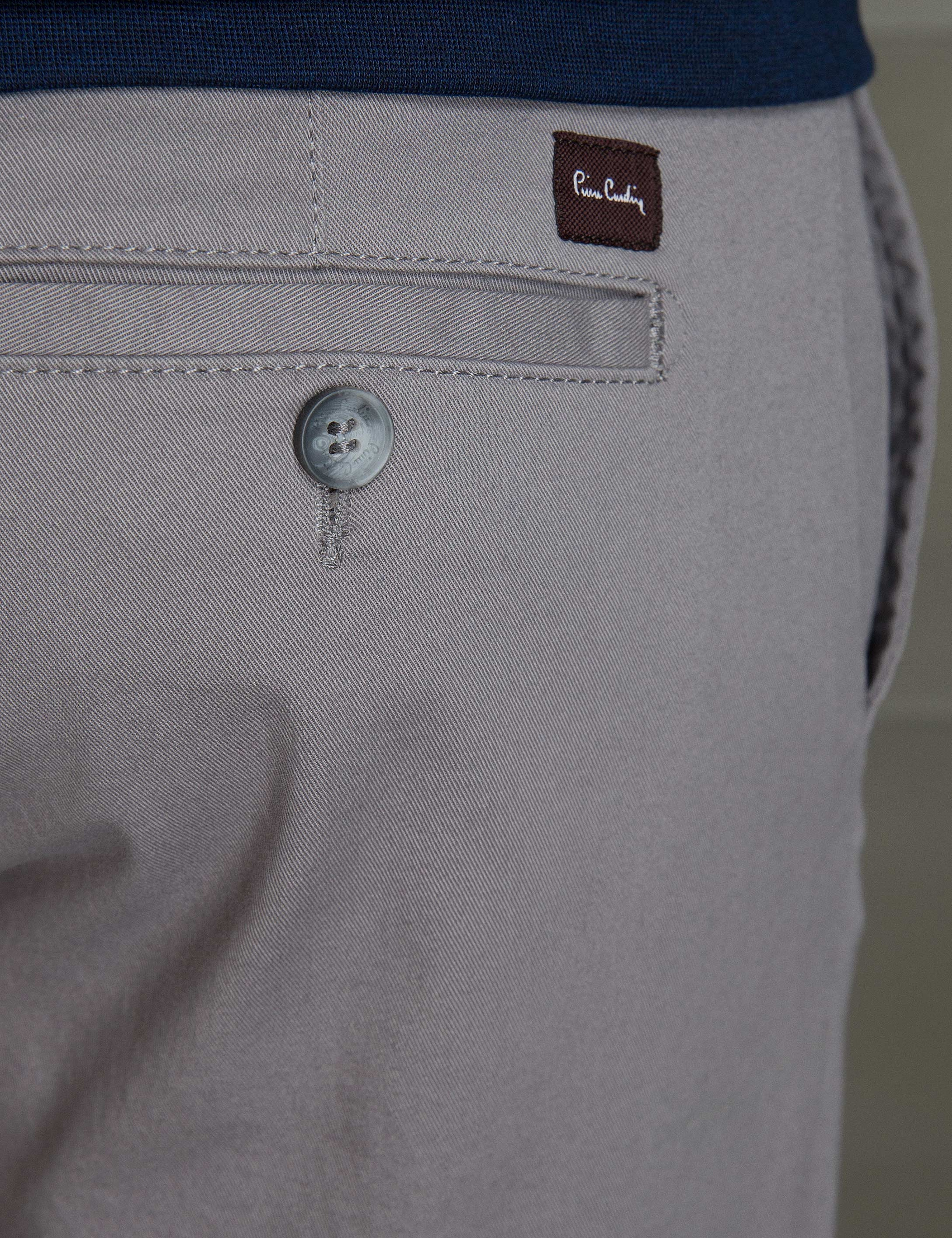 Gri Slim Fit Chino Pantolon - Image 4