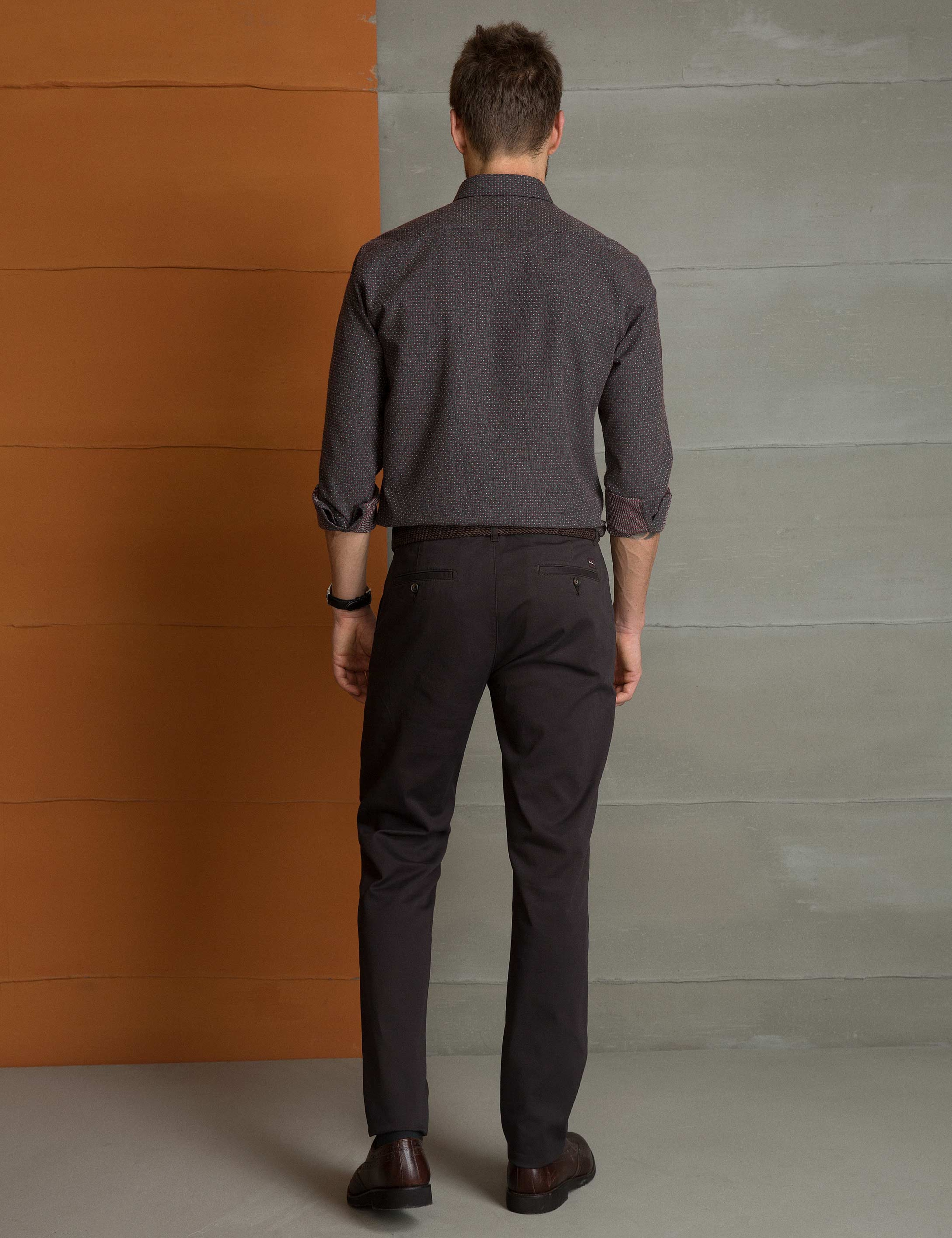 Kahverengi Slim Fit Kanvas Pantolon - Image 3