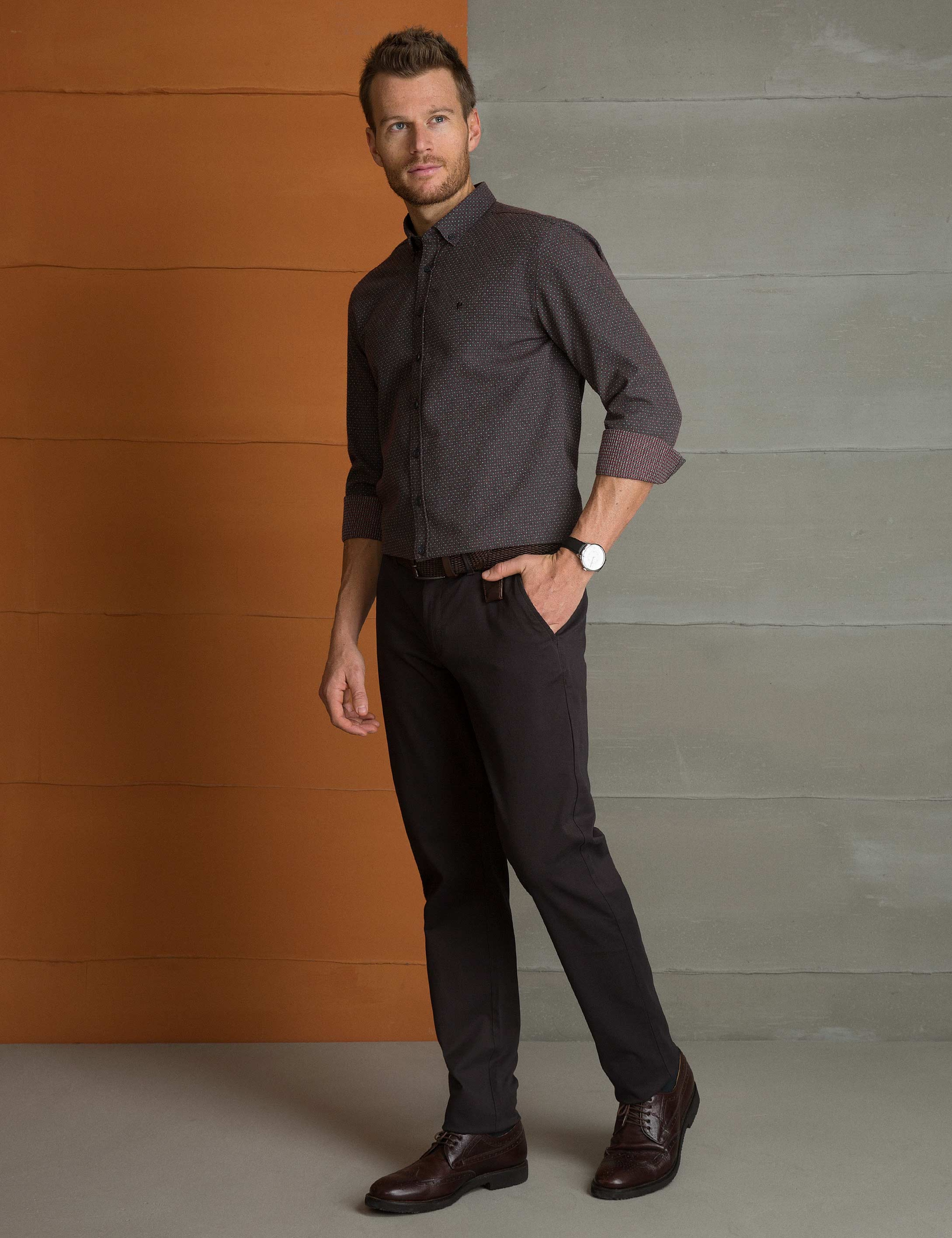Kahverengi Slim Fit Kanvas Pantolon - Image 2