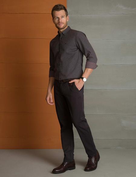 Kahverengi Slim Fit Kanvas Pantolon - 50193367021