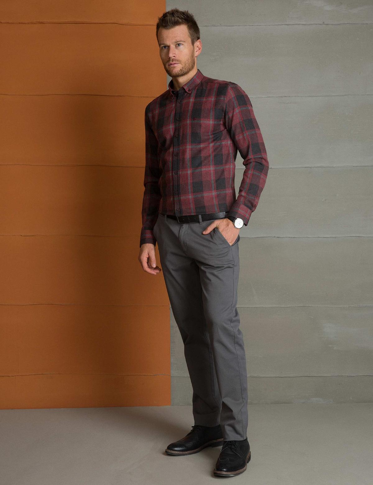 Antrasit Slim Fit Kanvas Pantolon