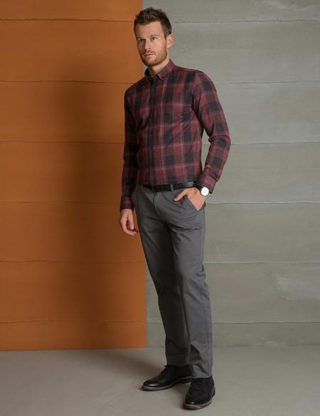 Antrasit Slim Fit Kanvas Pantolon - 50193367066