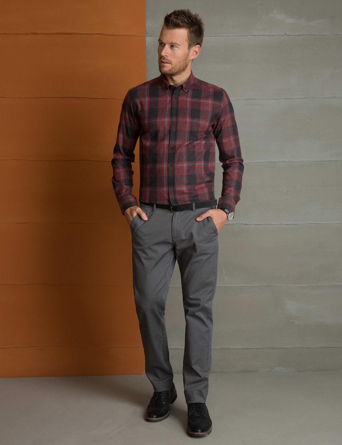 Antrasit Slim Fit Kanvas Pantolon - 50193367066