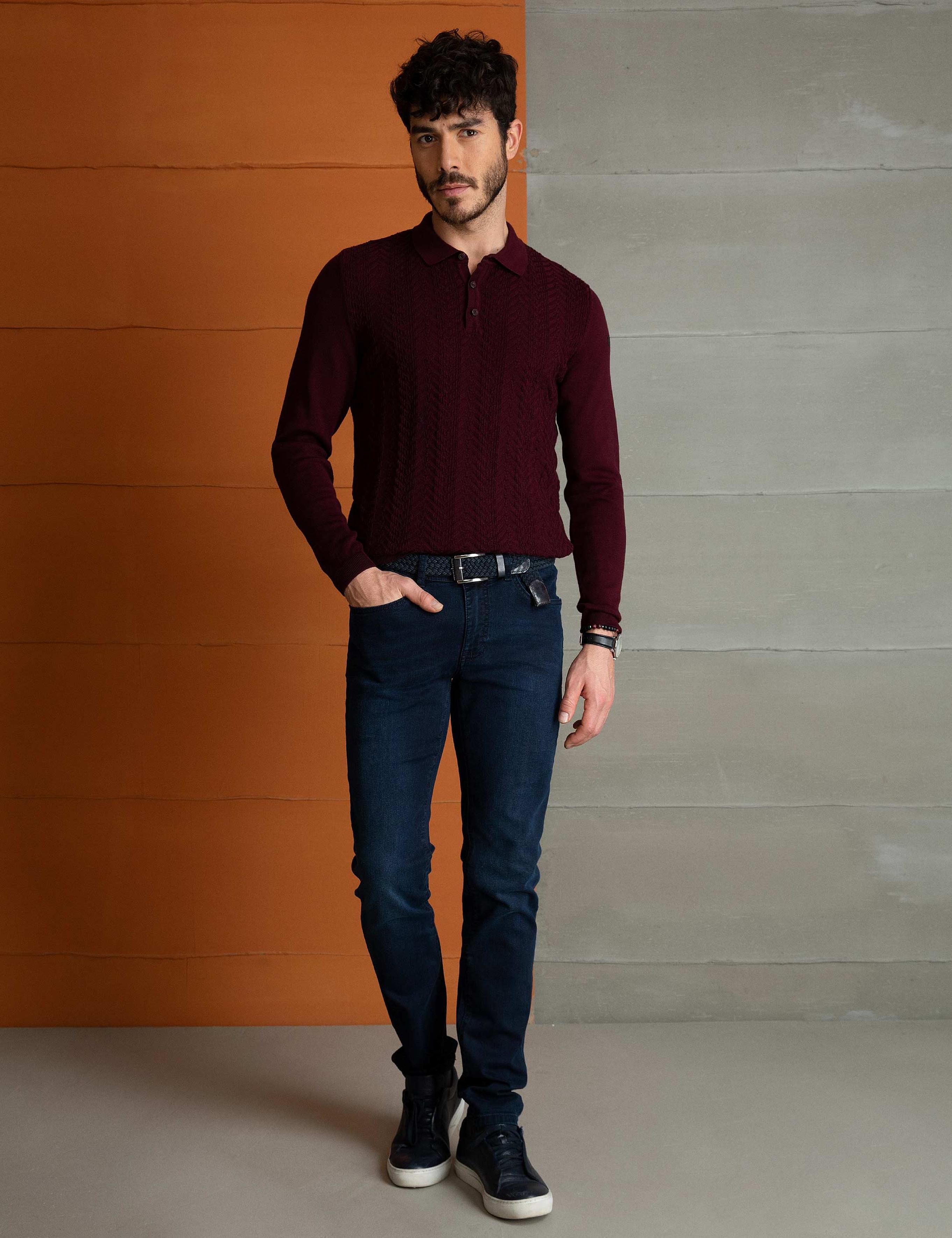 Bordo Slim Fit Kazak