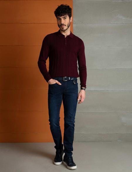 Bordo Slim Fit Kazak - 50193398033