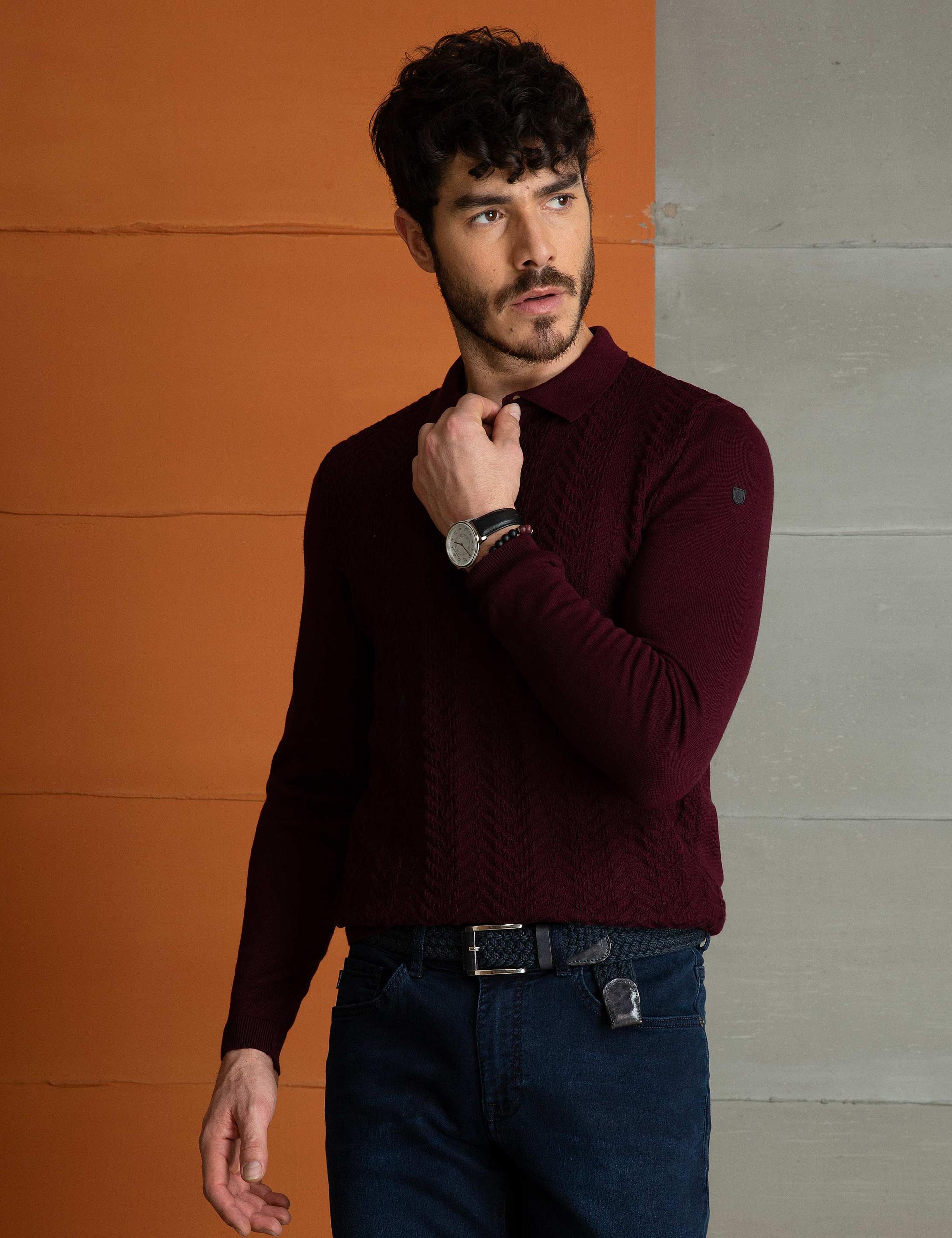 Bordo Slim Fit Kazak