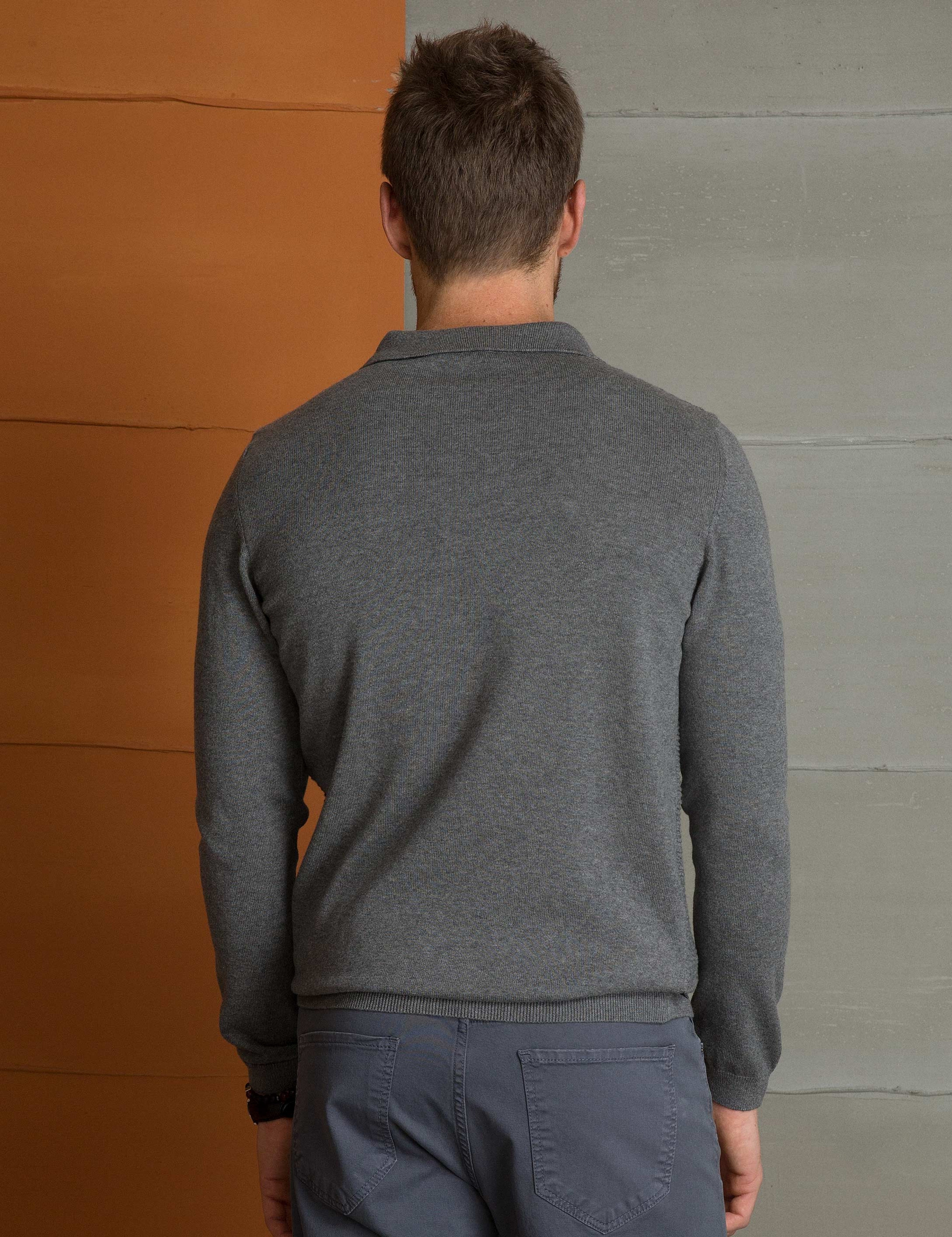 Gri Melanj Slim Fit Triko Kazak - Image 4