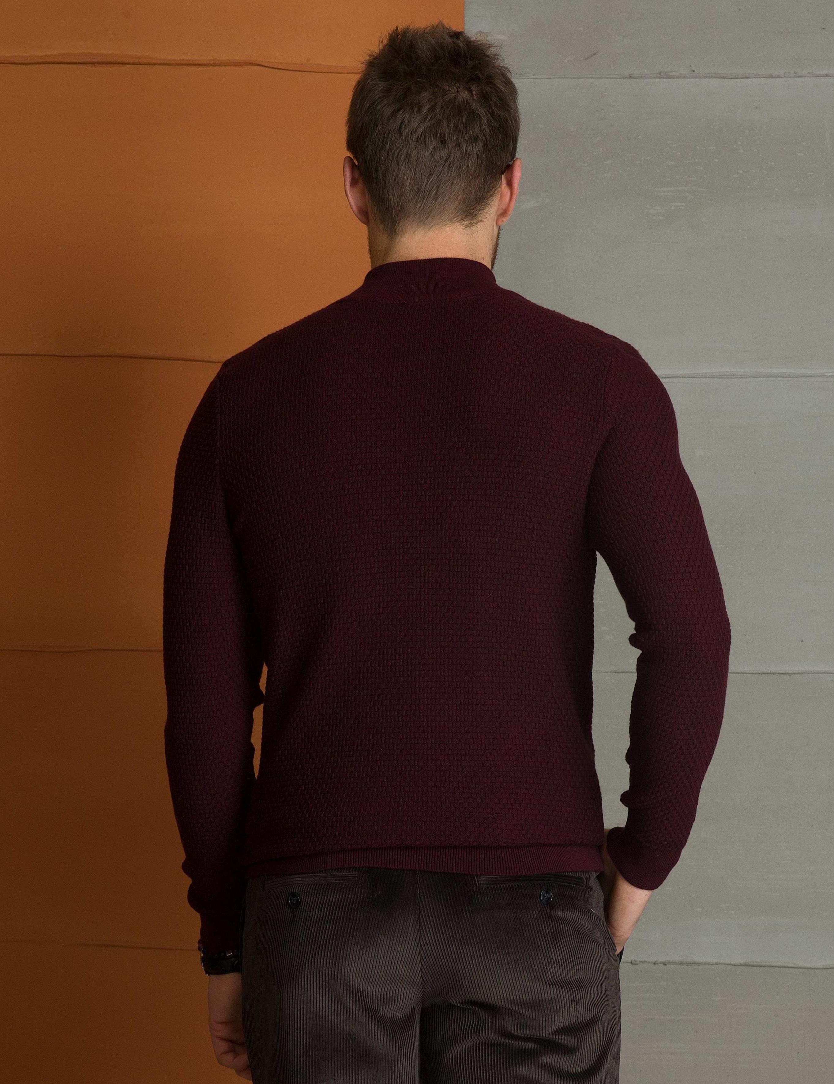 Bordo Slim Fit Triko Kazak