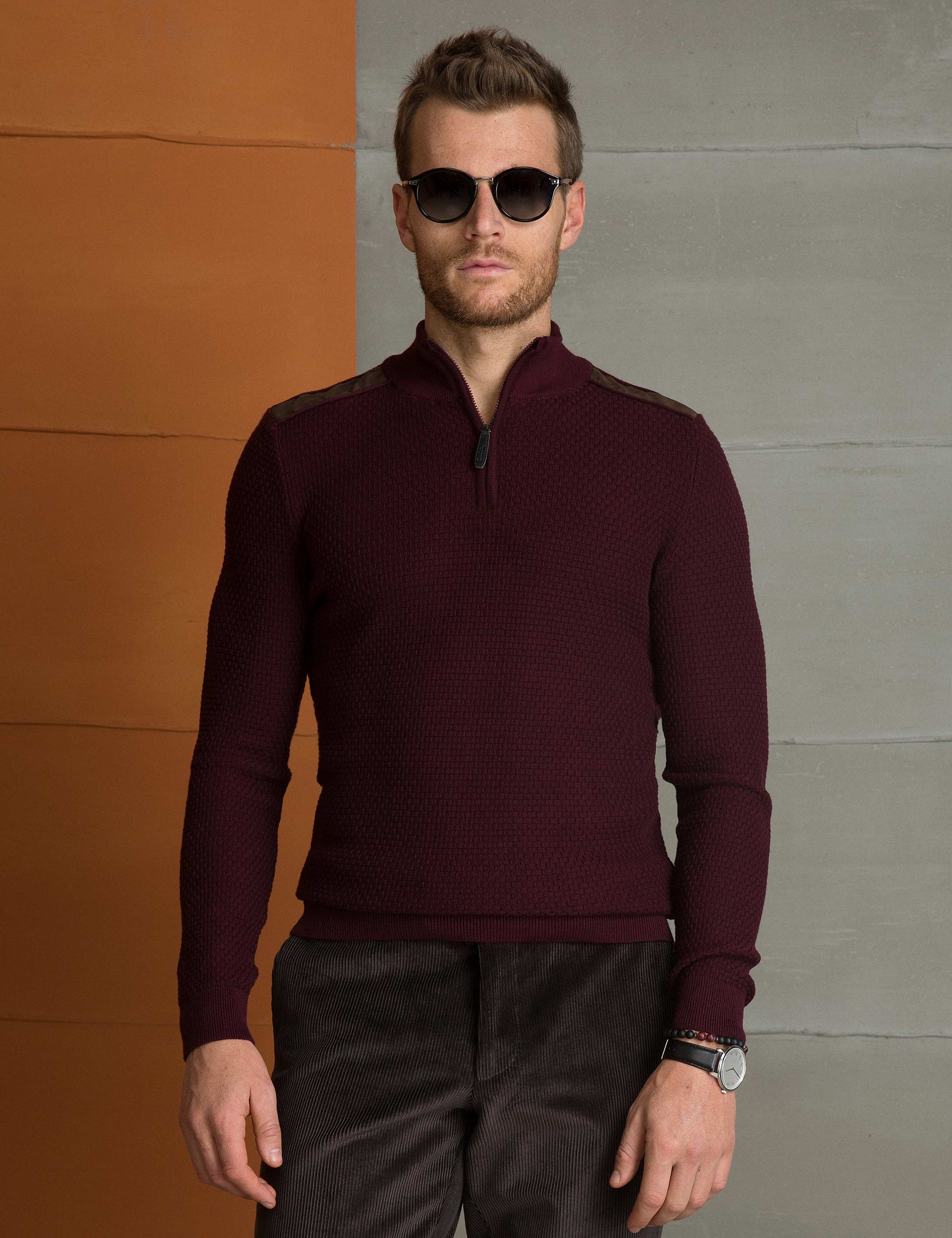 Bordo Slim Fit Triko Kazak