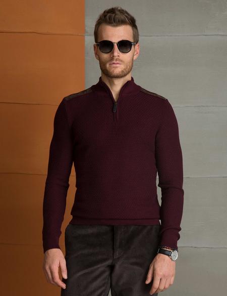 Bordo Slim Fit Triko Kazak - 50193402034