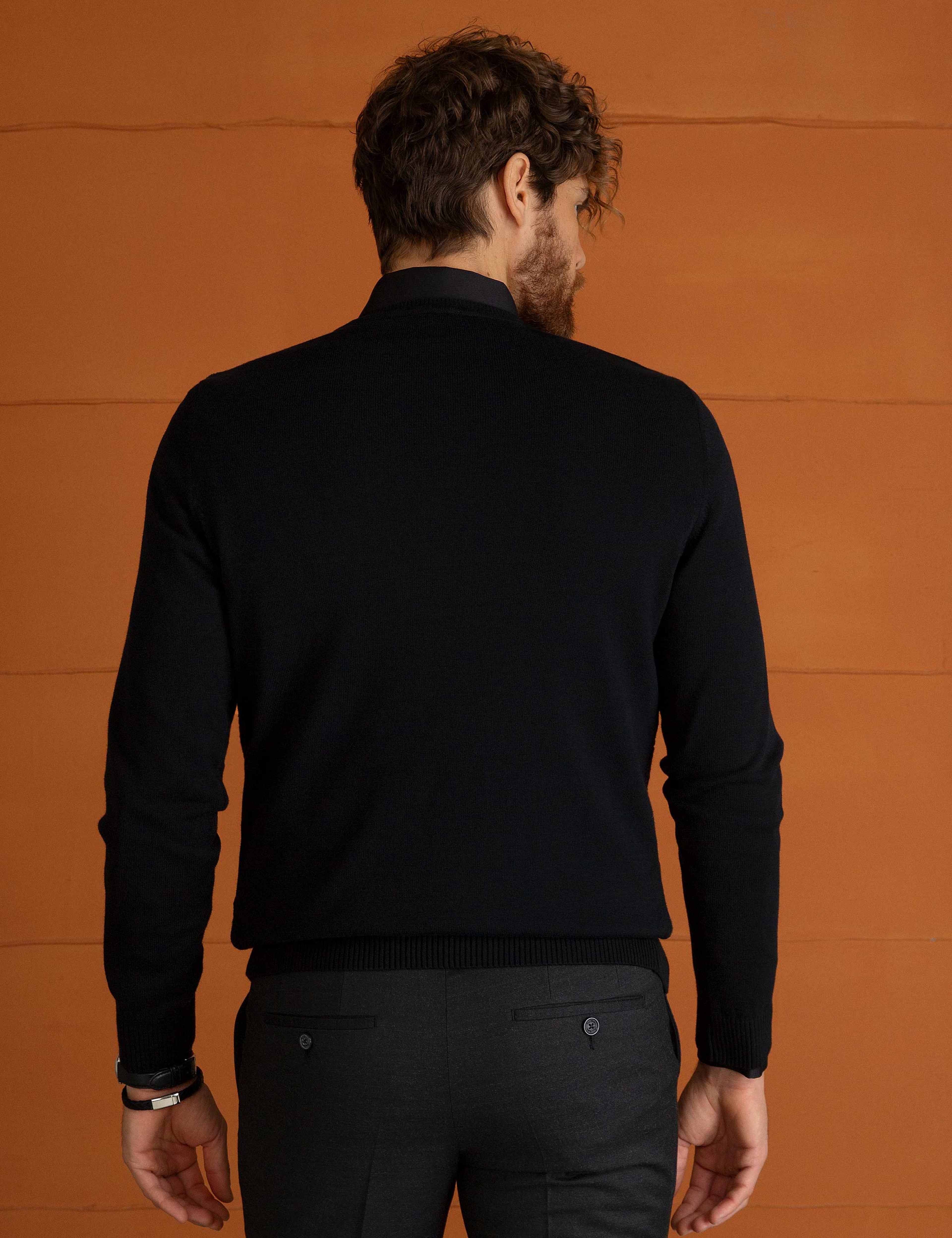 Antrasit Melanj Slim Fit Kazak - Image 4